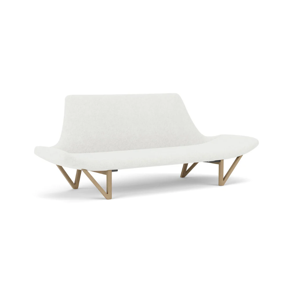 Sofa PAGODE jasnoszary z dębową podstawą