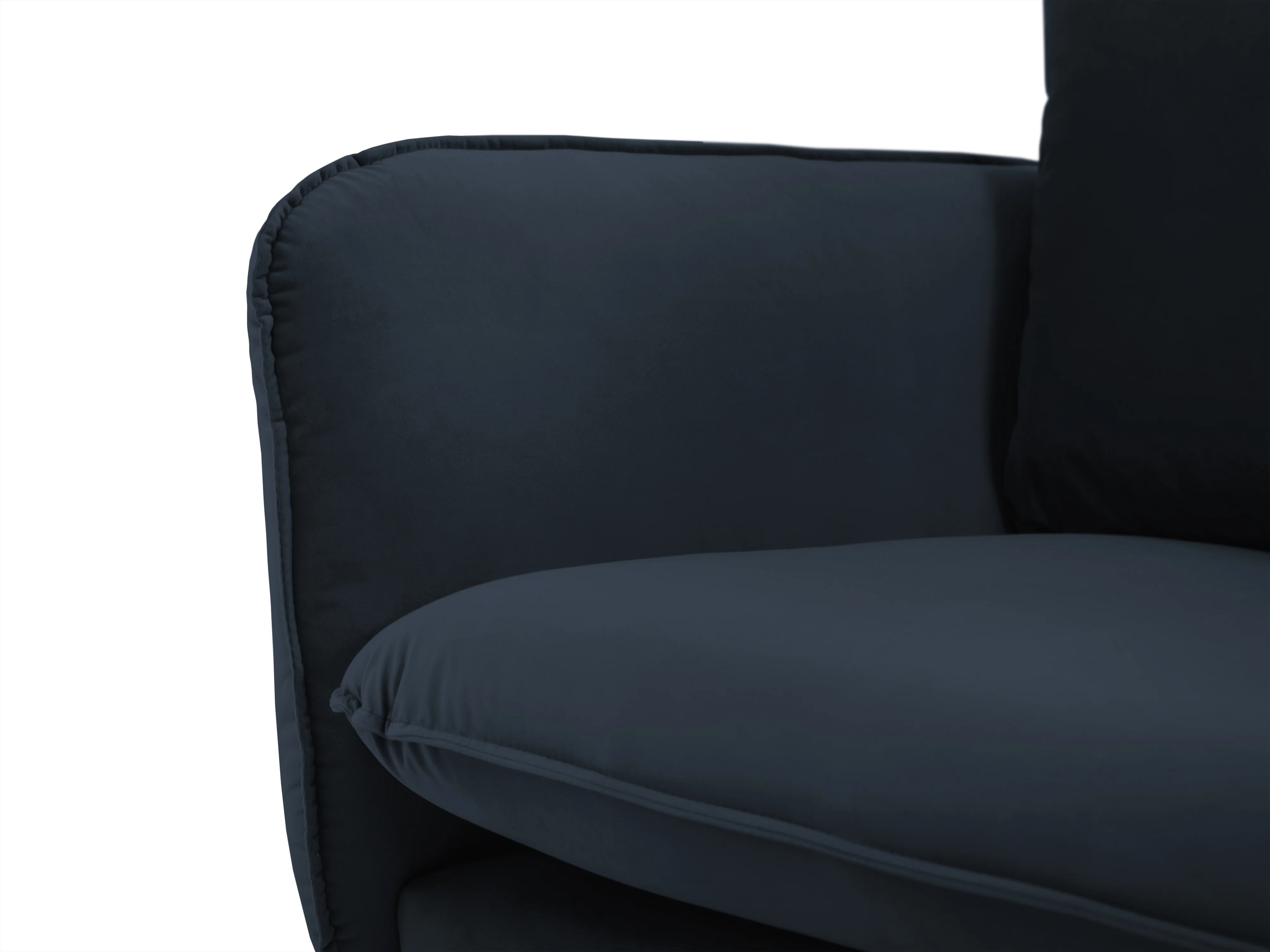 Sofa panoramiczna aksamitna 6-osobowa VIENNA ciemnoniebieski z czarną podstawą - Image 6