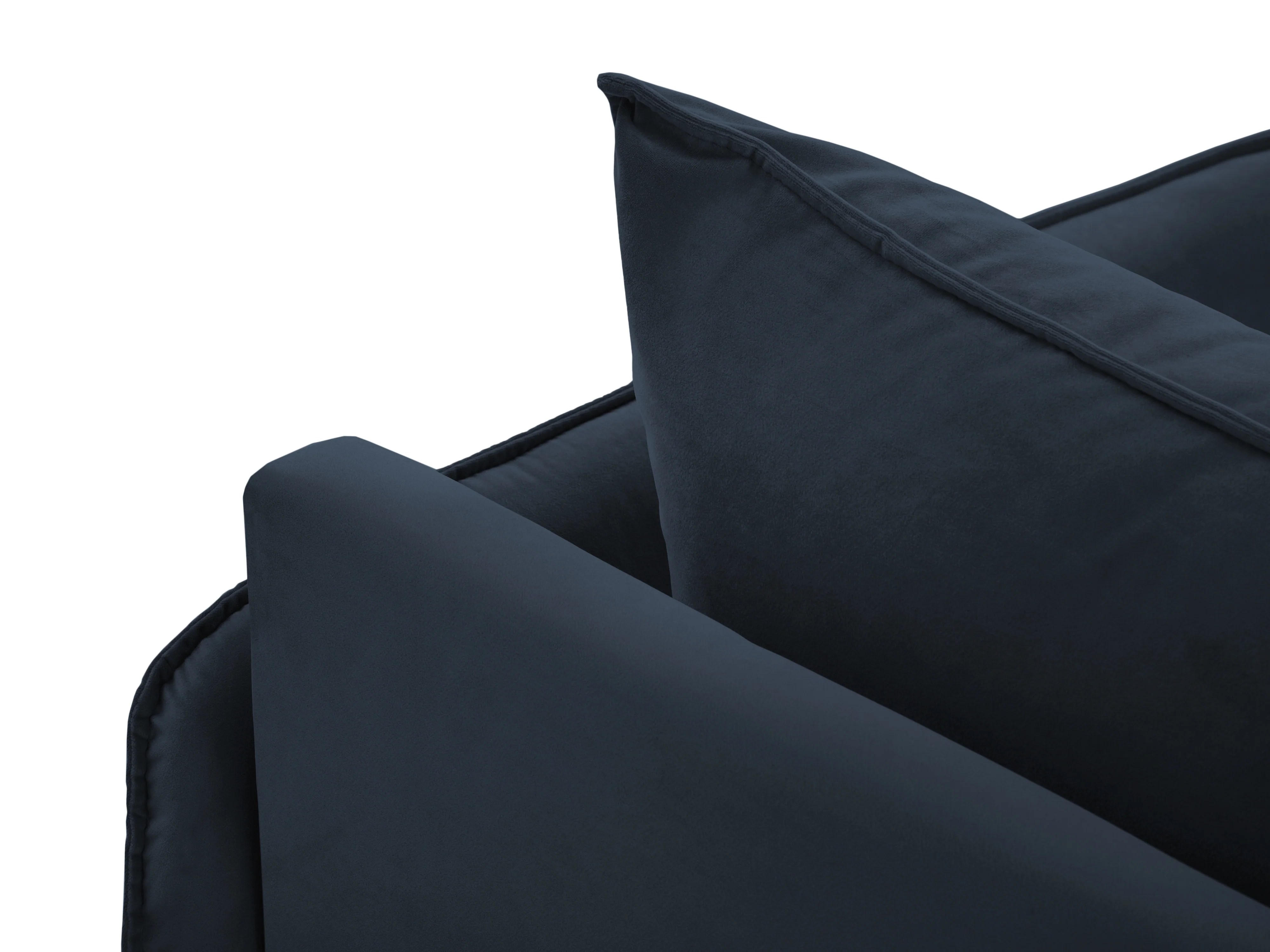 Sofa panoramiczna aksamitna 6-osobowa VIENNA ciemnoniebieski z czarną podstawą - Image 8