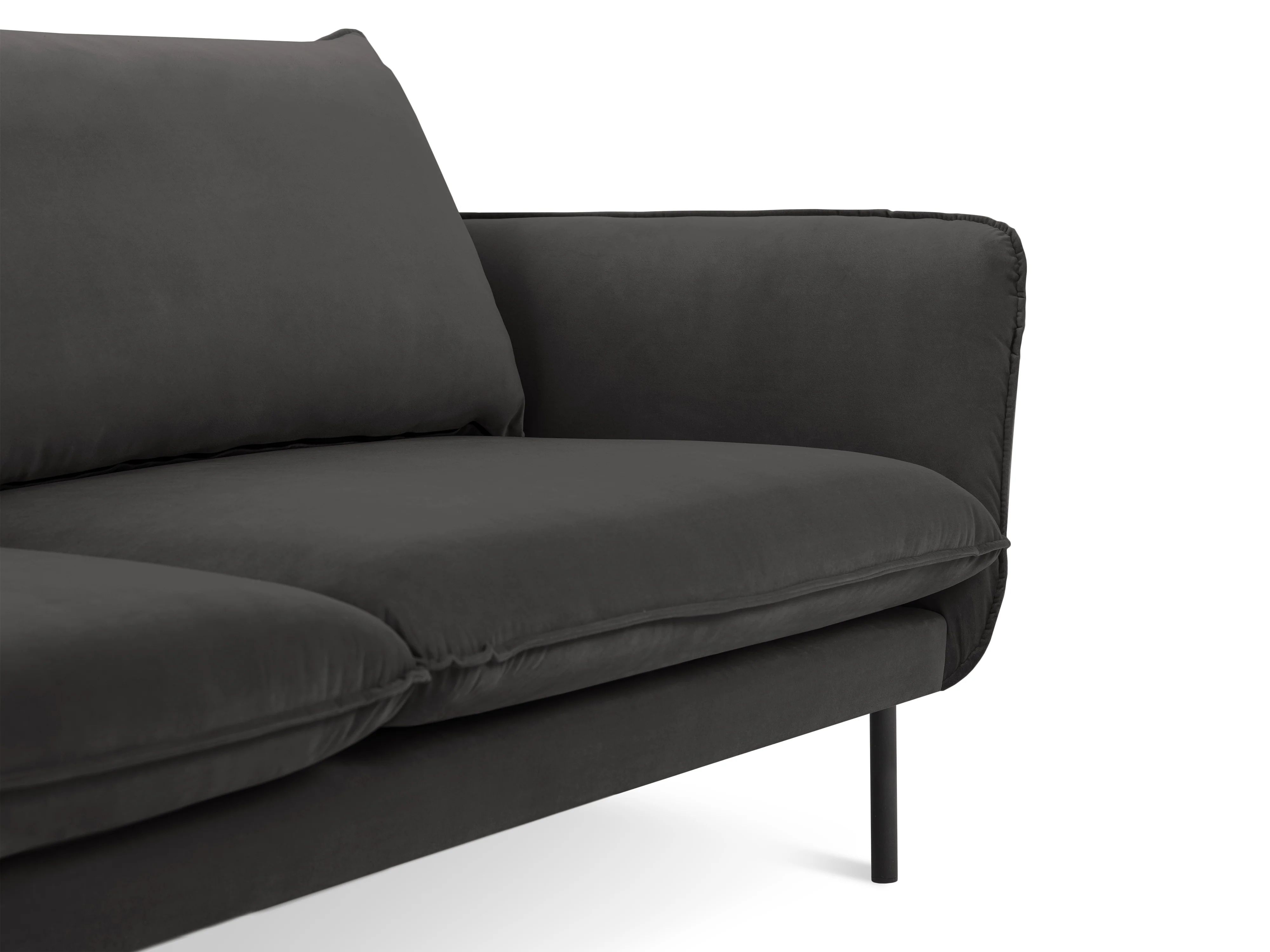 Sofa panoramiczna aksamitna 6-osobowa VIENNA ciemnoszary z czarną podstawą - Image 7