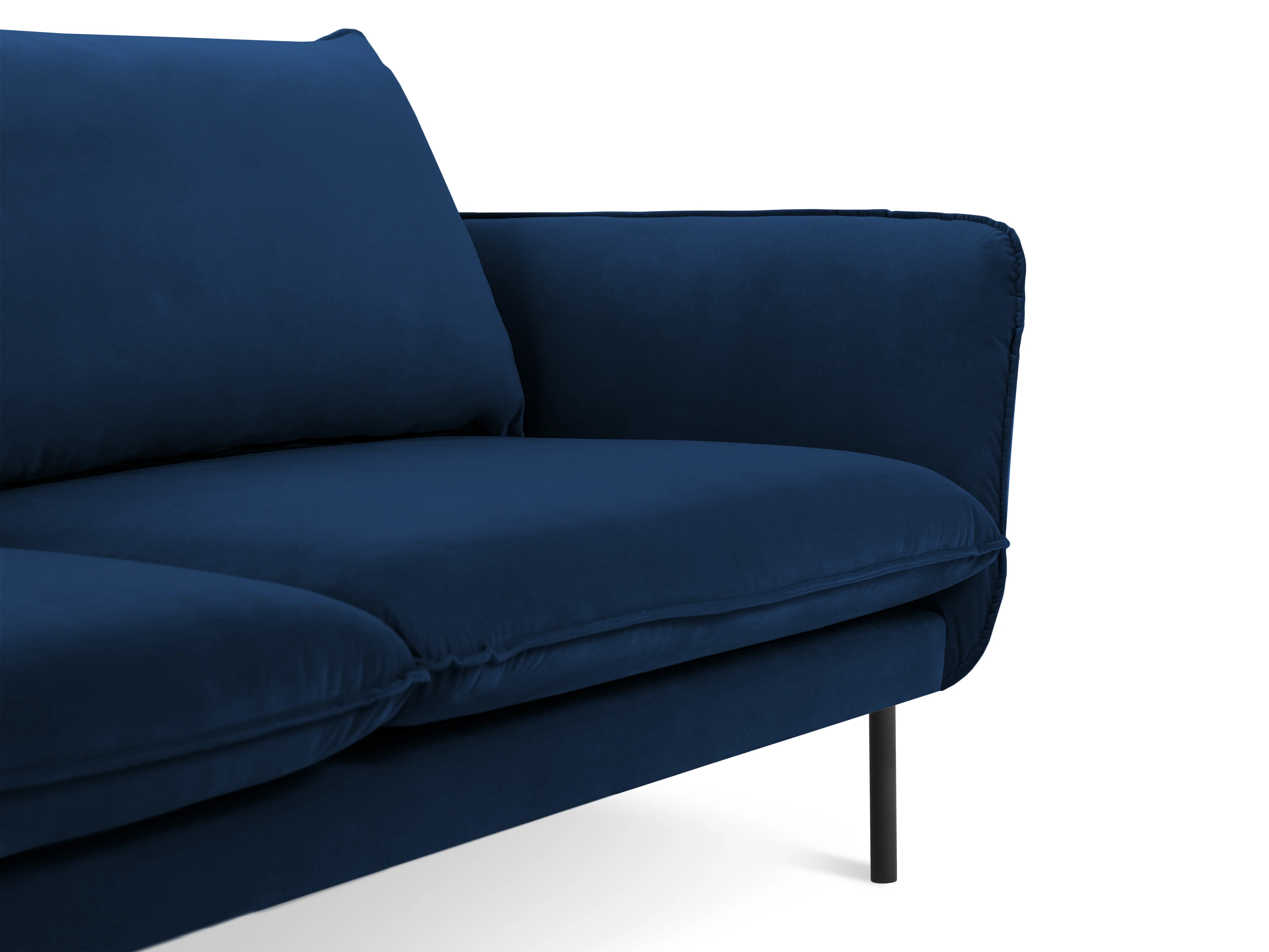 Sofa panoramiczna aksamitna 6-osobowa VIENNA granat królewski z czarną podstawą - Image 7