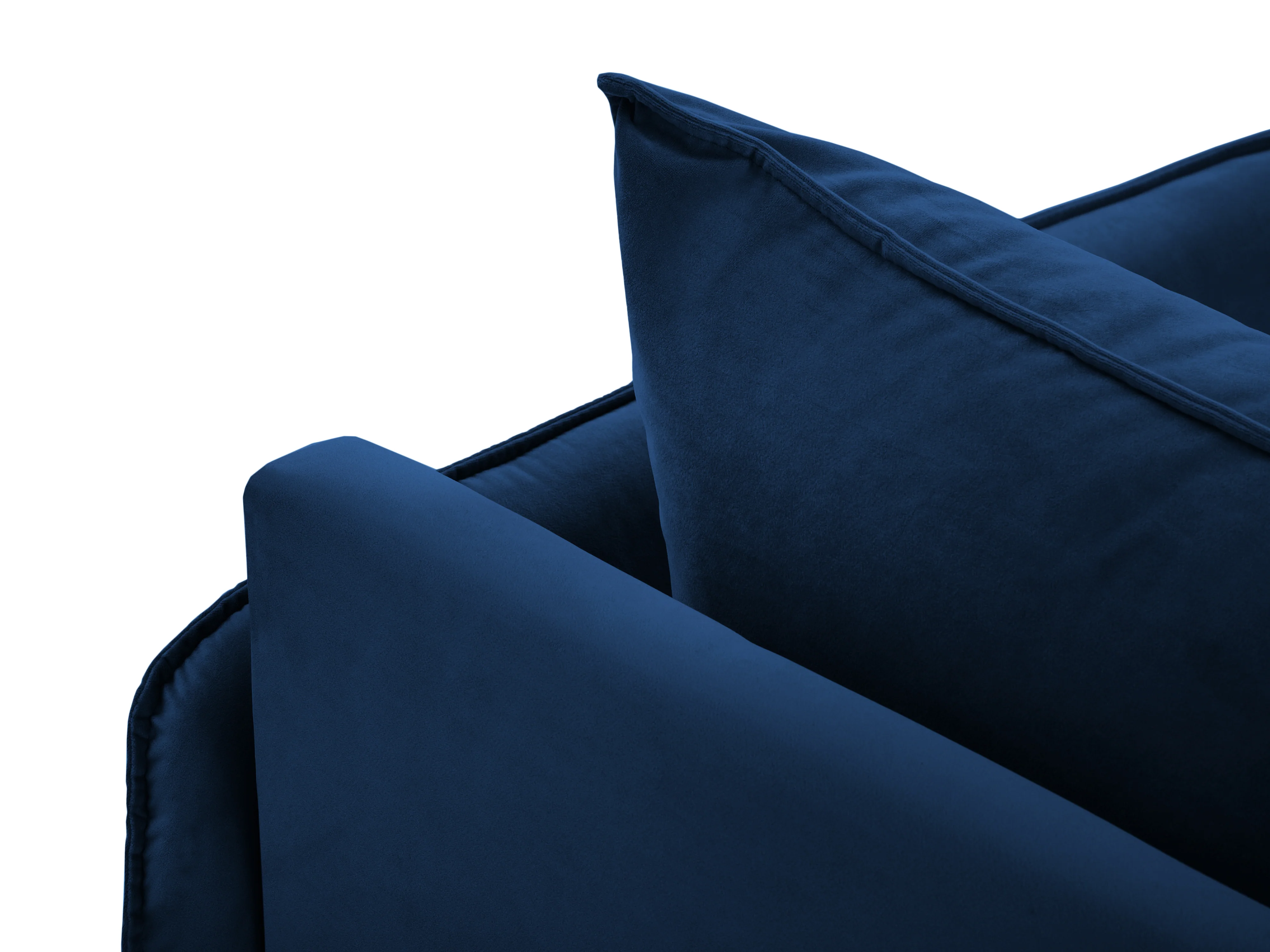 Sofa panoramiczna aksamitna 6-osobowa VIENNA granat królewski ze złotą podstawą - Image 8