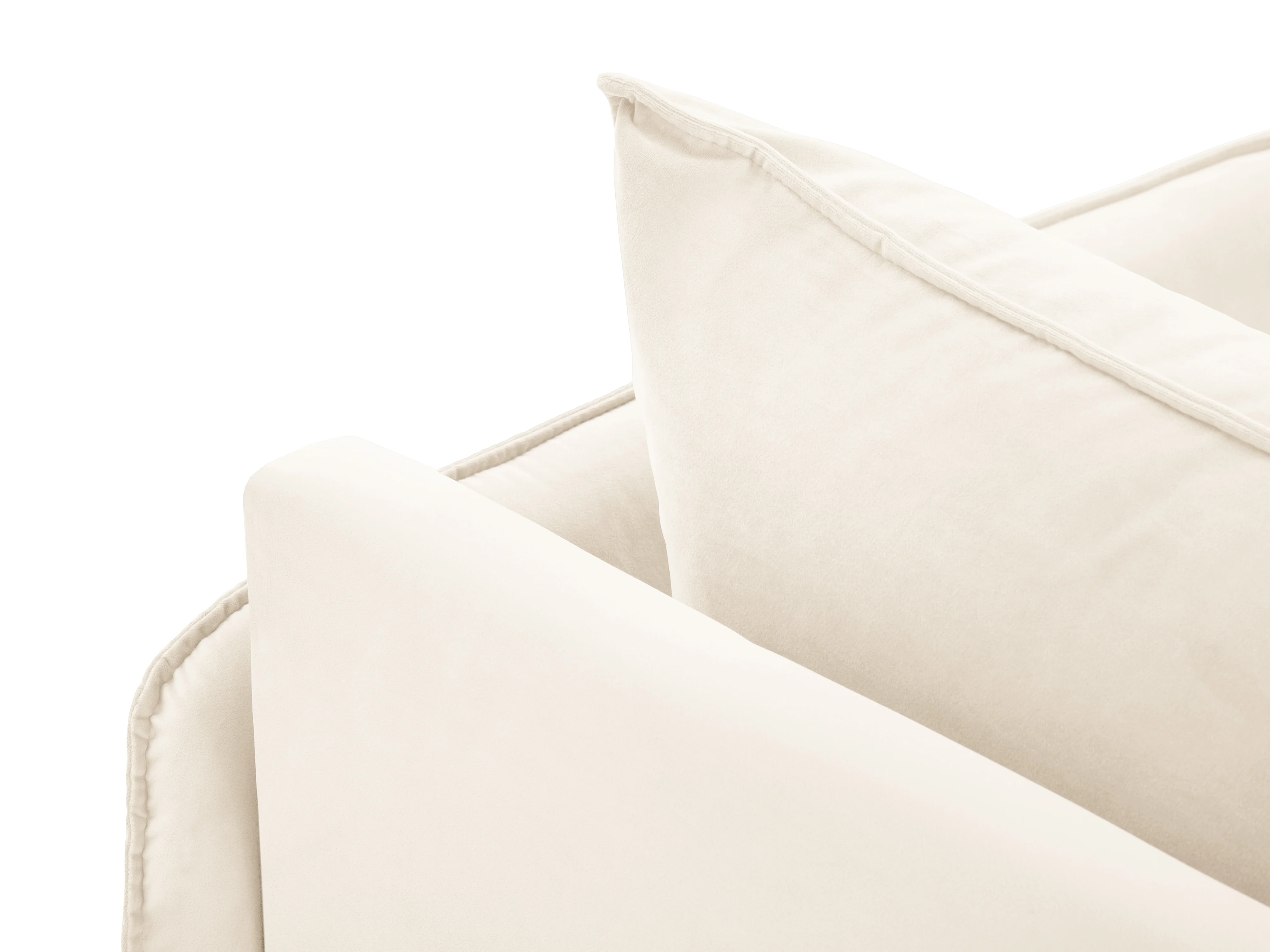 Sofa panoramiczna aksamitna 6-osobowa VIENNA jasnobeżowy z czarną podstawą - Image 6