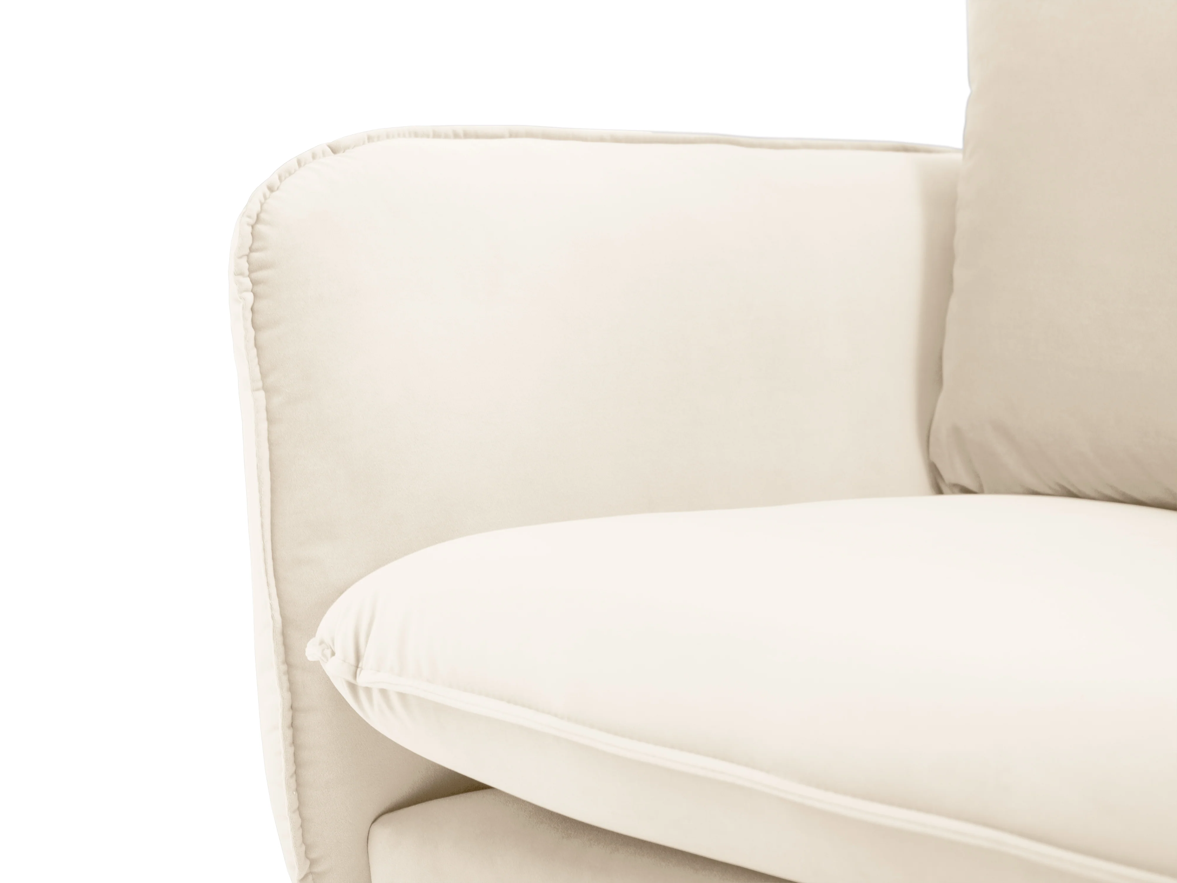 Sofa panoramiczna aksamitna 6-osobowa VIENNA jasnobeżowy z czarną podstawą - Image 8