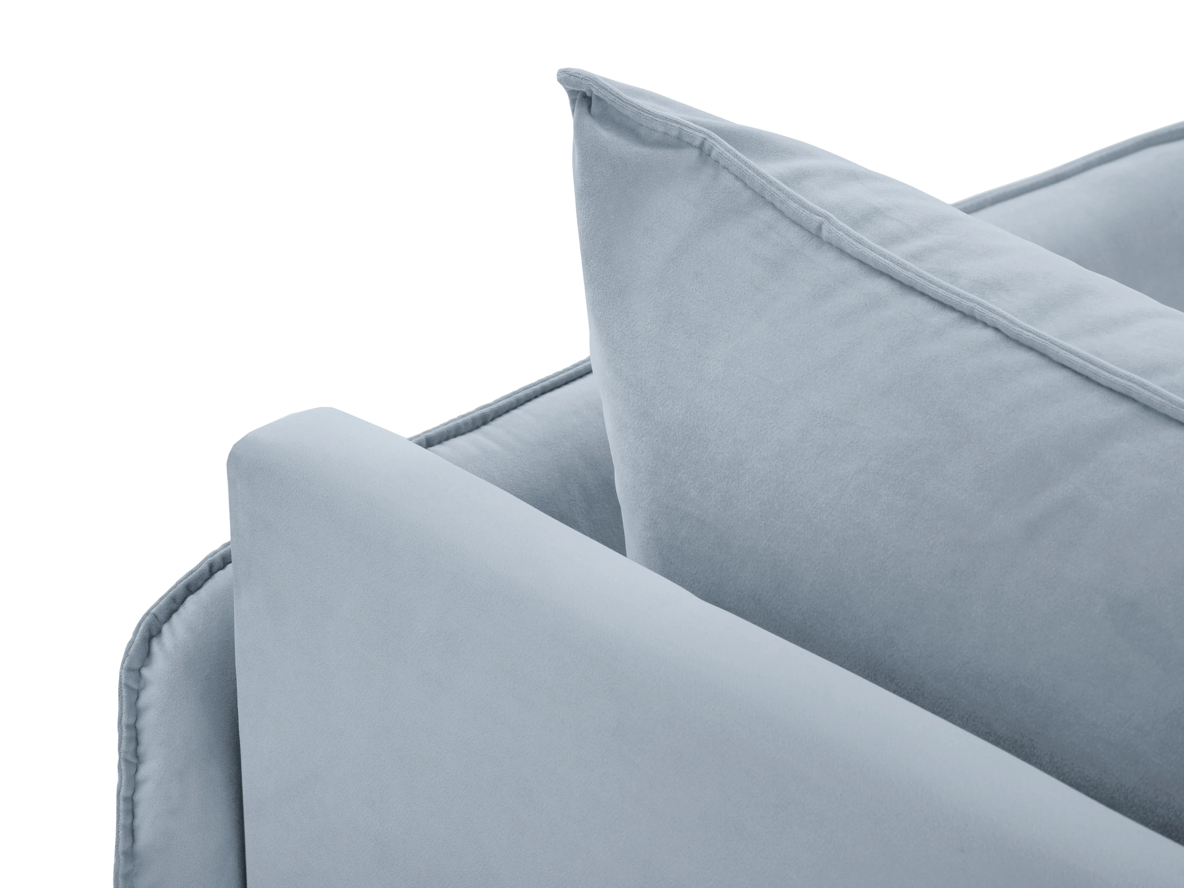 Sofa panoramiczna aksamitna 6-osobowa VIENNA jasnoniebieski z czarną podstawą - Image 8