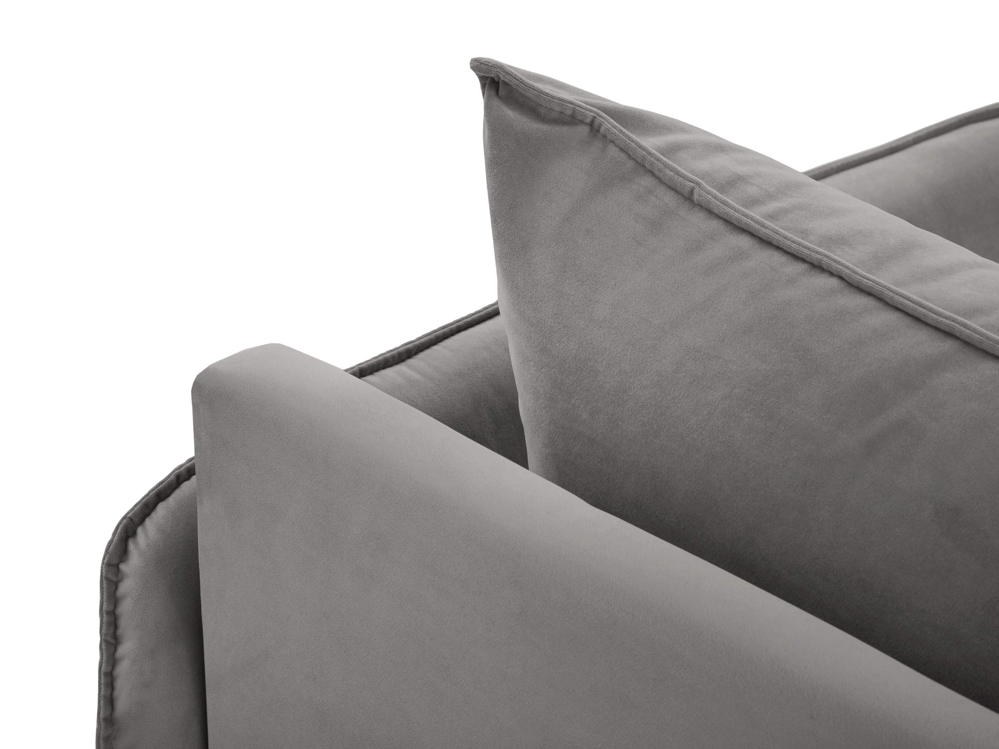 Sofa panoramiczna aksamitna 6-osobowa VIENNA jasnoszary z czarną podstawą - Image 8