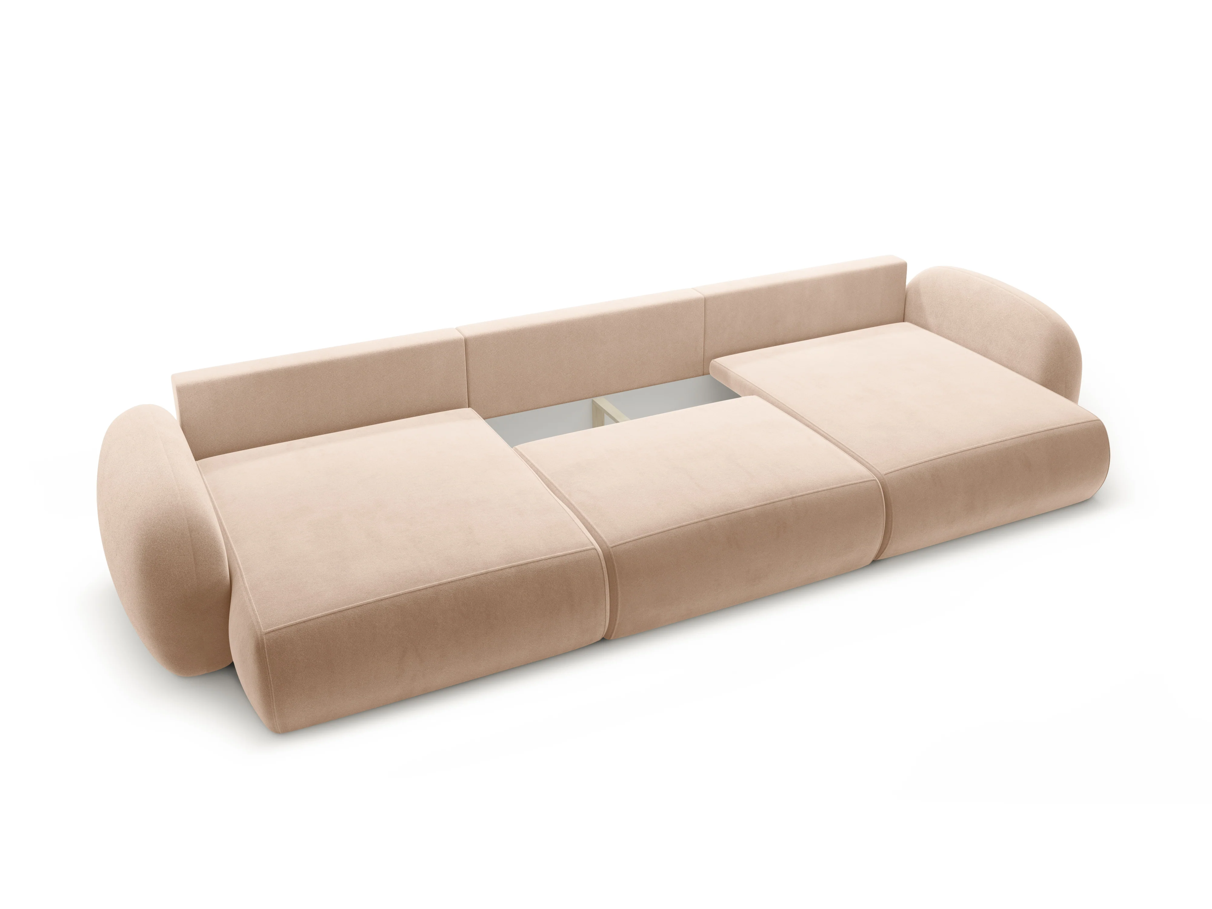 Sofa panoramiczna aksamitna z funkcją spania 5-osobowa TONALE beżowy - Image 4