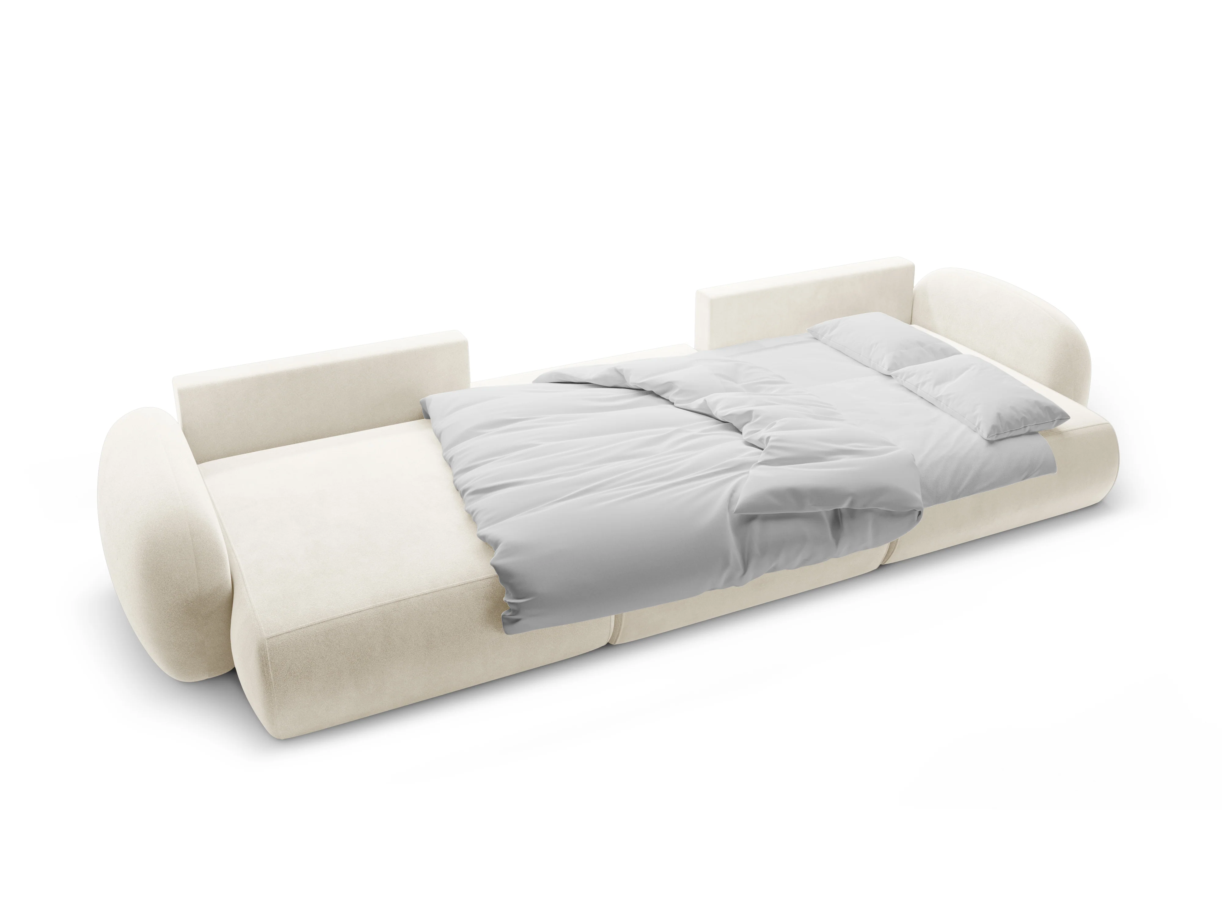 Sofa panoramiczna aksamitna z funkcją spania 5-osobowa TONALE kremowy - Image 4