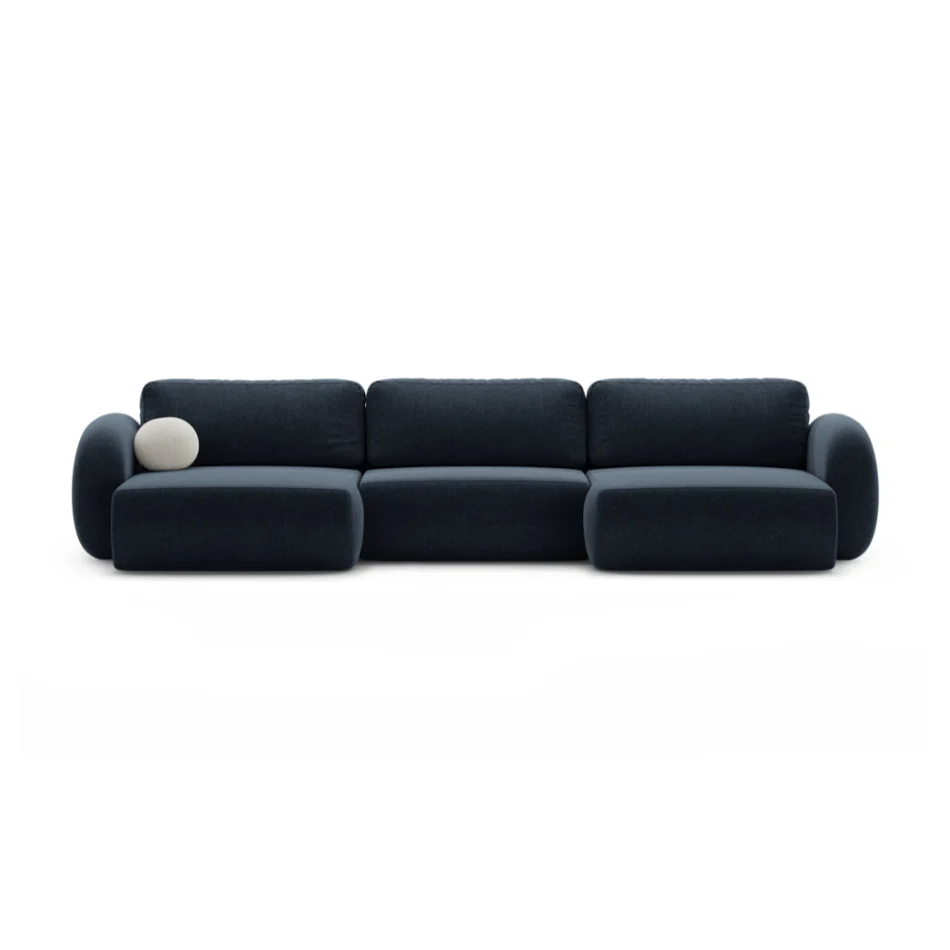 Sofa panoramiczna z funkcją spania 5-osobowa TONALE granatowy
