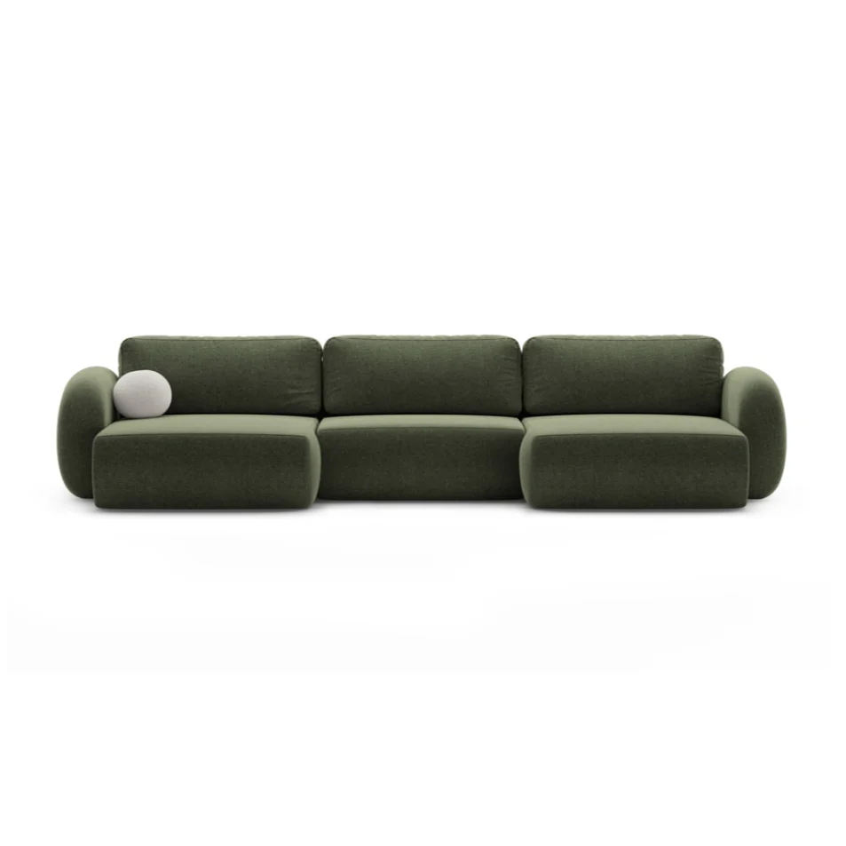 Sofa panoramiczna z funkcją spania 5-osobowa TONALE zielony