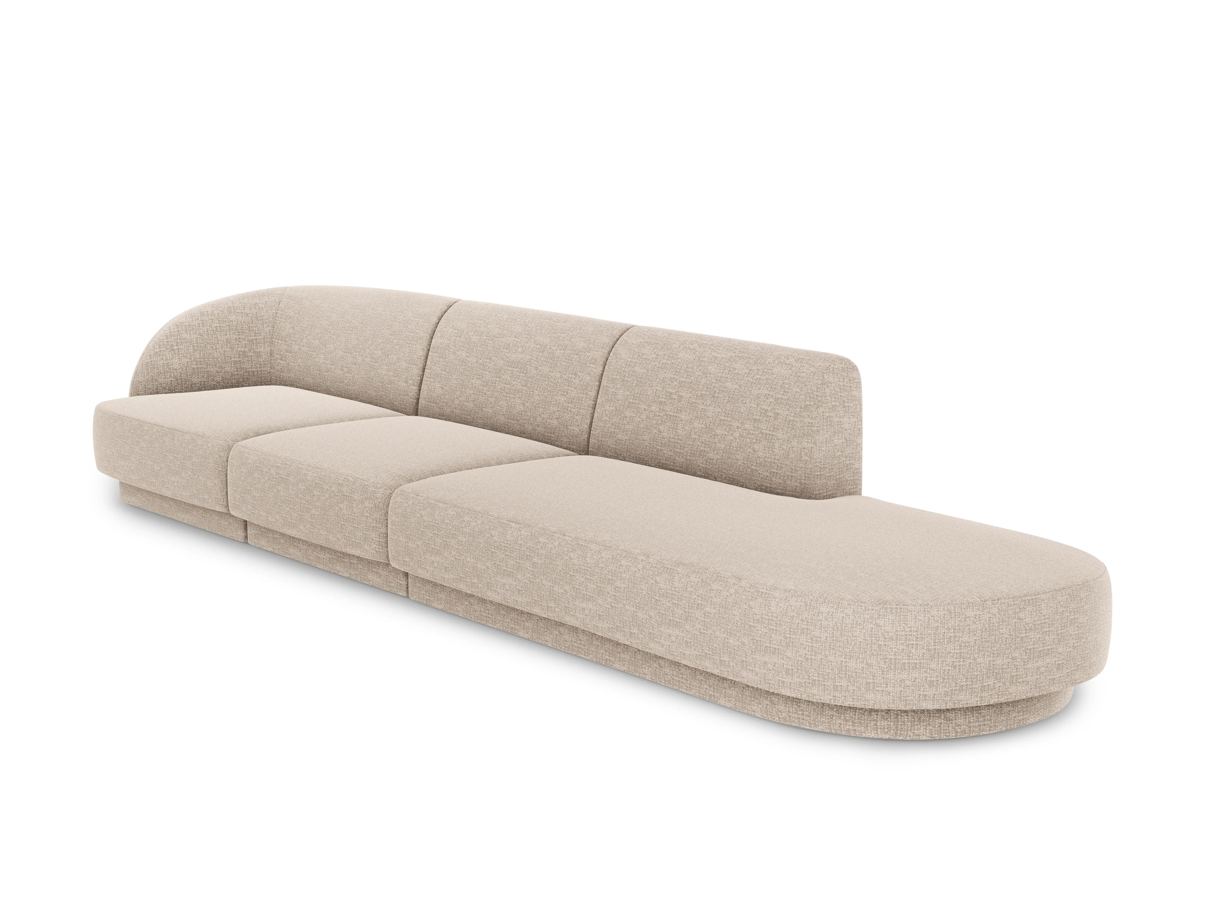 Sofa prawostronna 4-osobowa otwarta MILEY beżowy szenil jedwabisty - Image 2