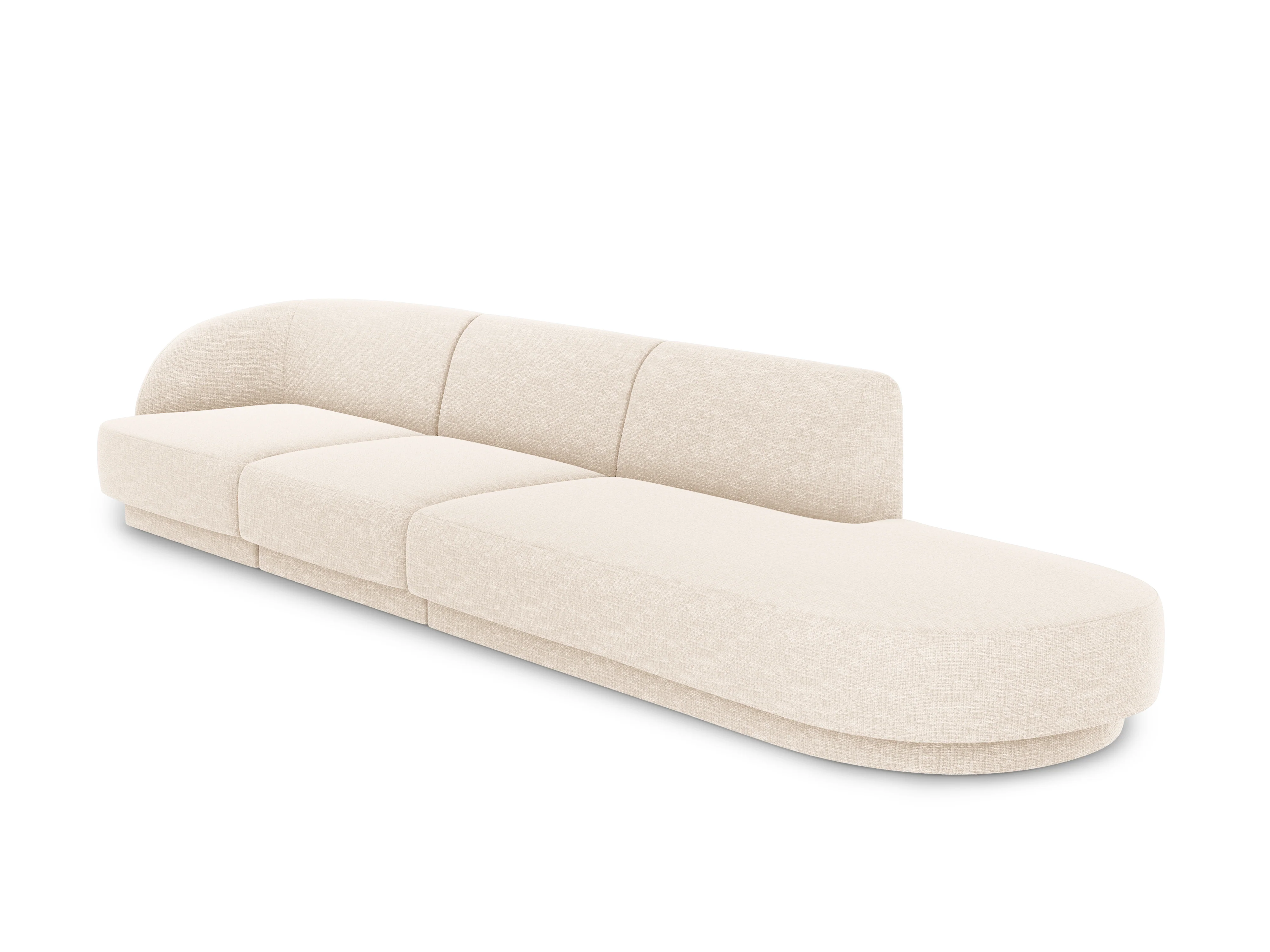 Sofa prawostronna 4-osobowa otwarta MILEY jasnobeżowy szenil jedwabisty - Image 2