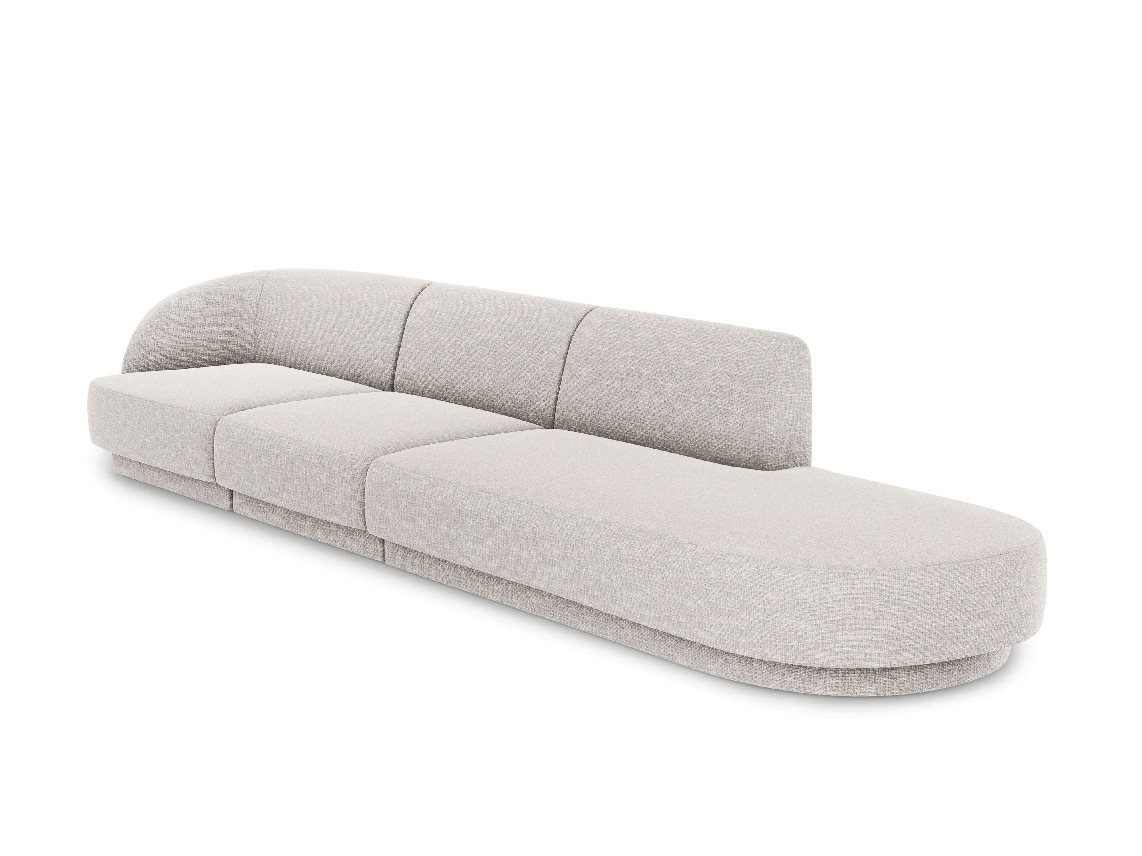 Sofa prawostronna 4-osobowa otwarta MILEY jasnoszary szenil jedwabisty - Image 2