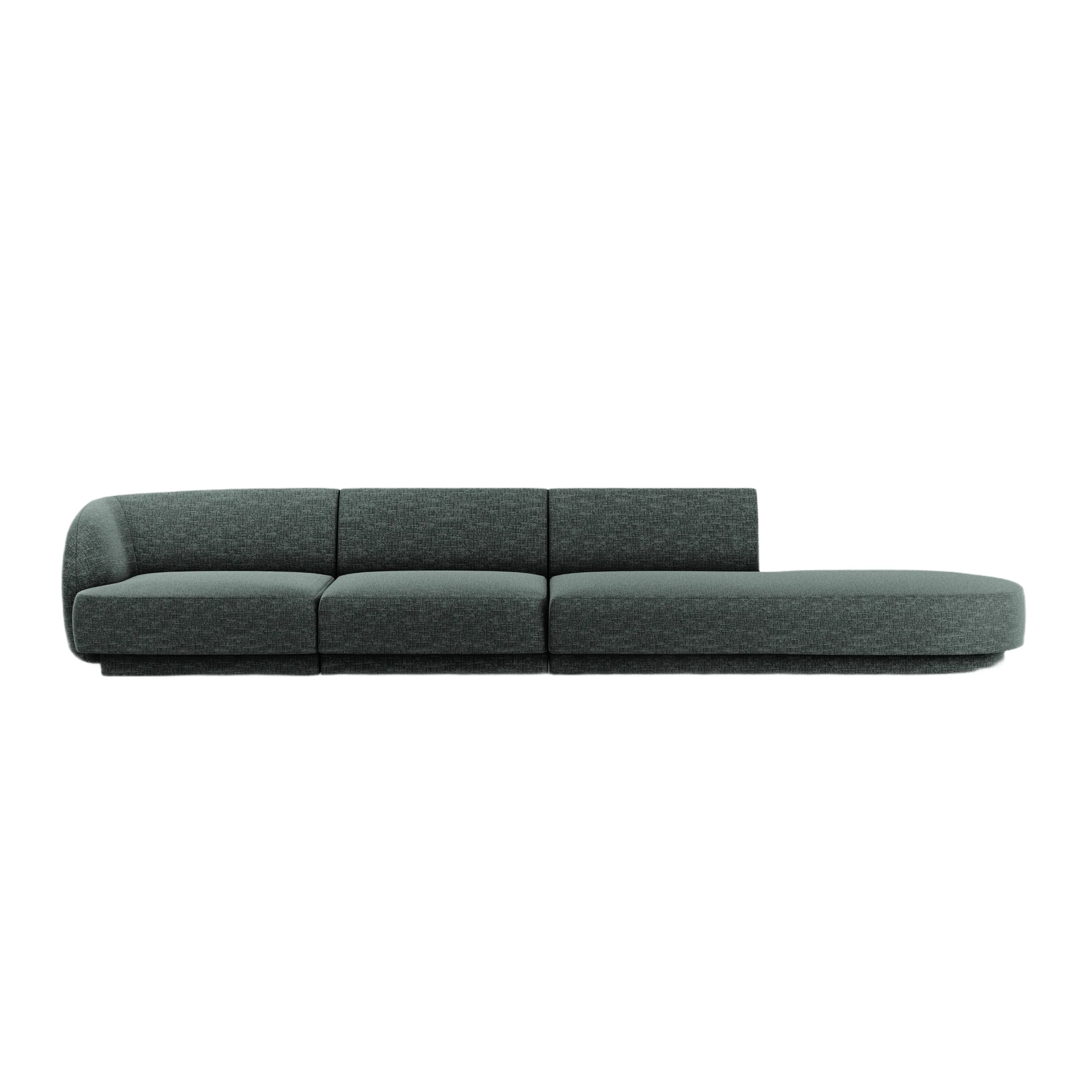 Sofa prawostronna 4-osobowa otwarta MILEY petrol szenil jedwabisty