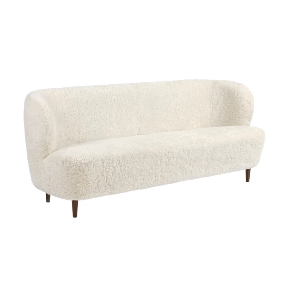 Sofa STAY tapicerowana z orzechową podstawą