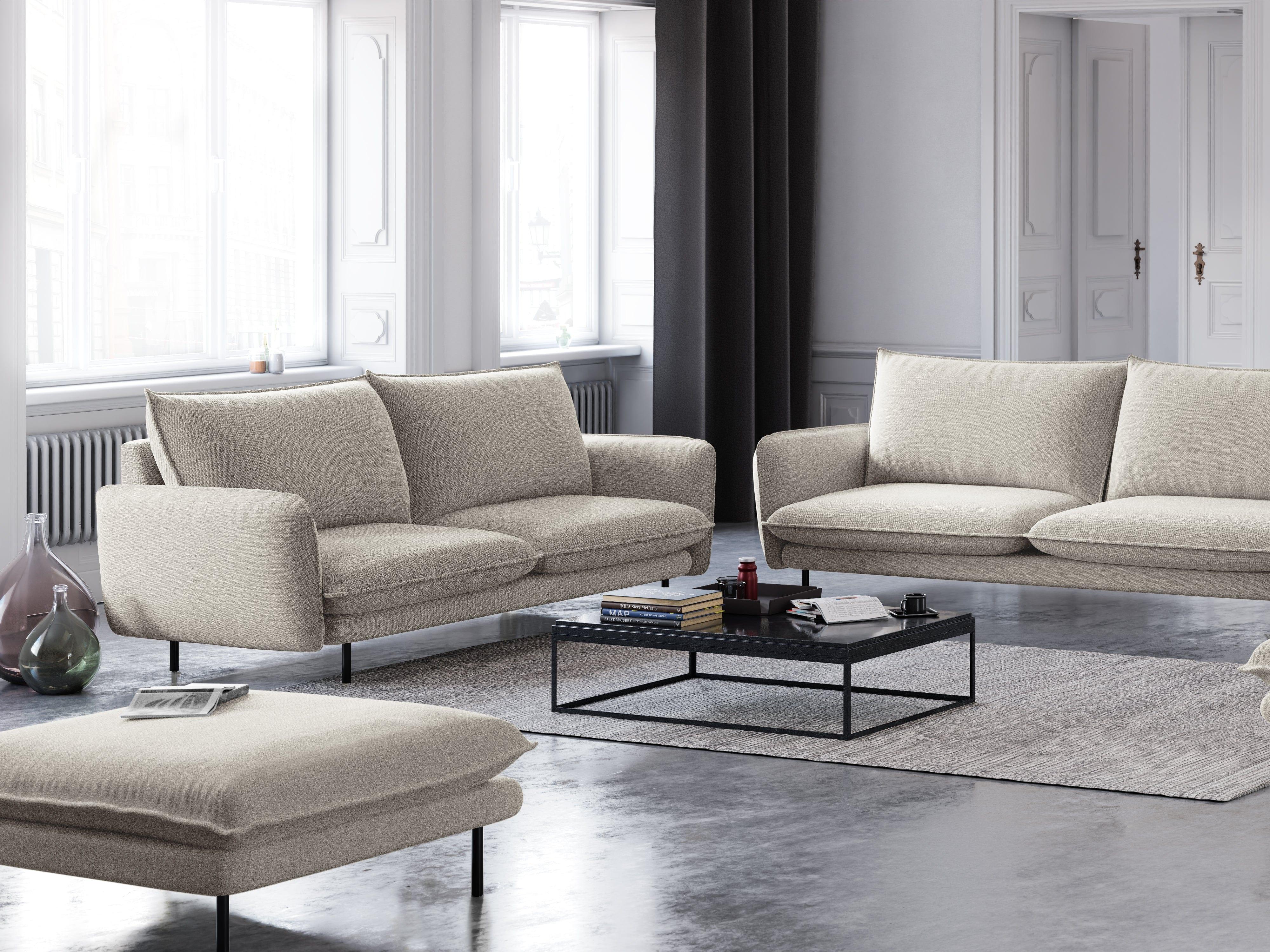 Sofa 2-osobowa VIENNA jasnobeżowy szenil z czarną podstawą - Image 2