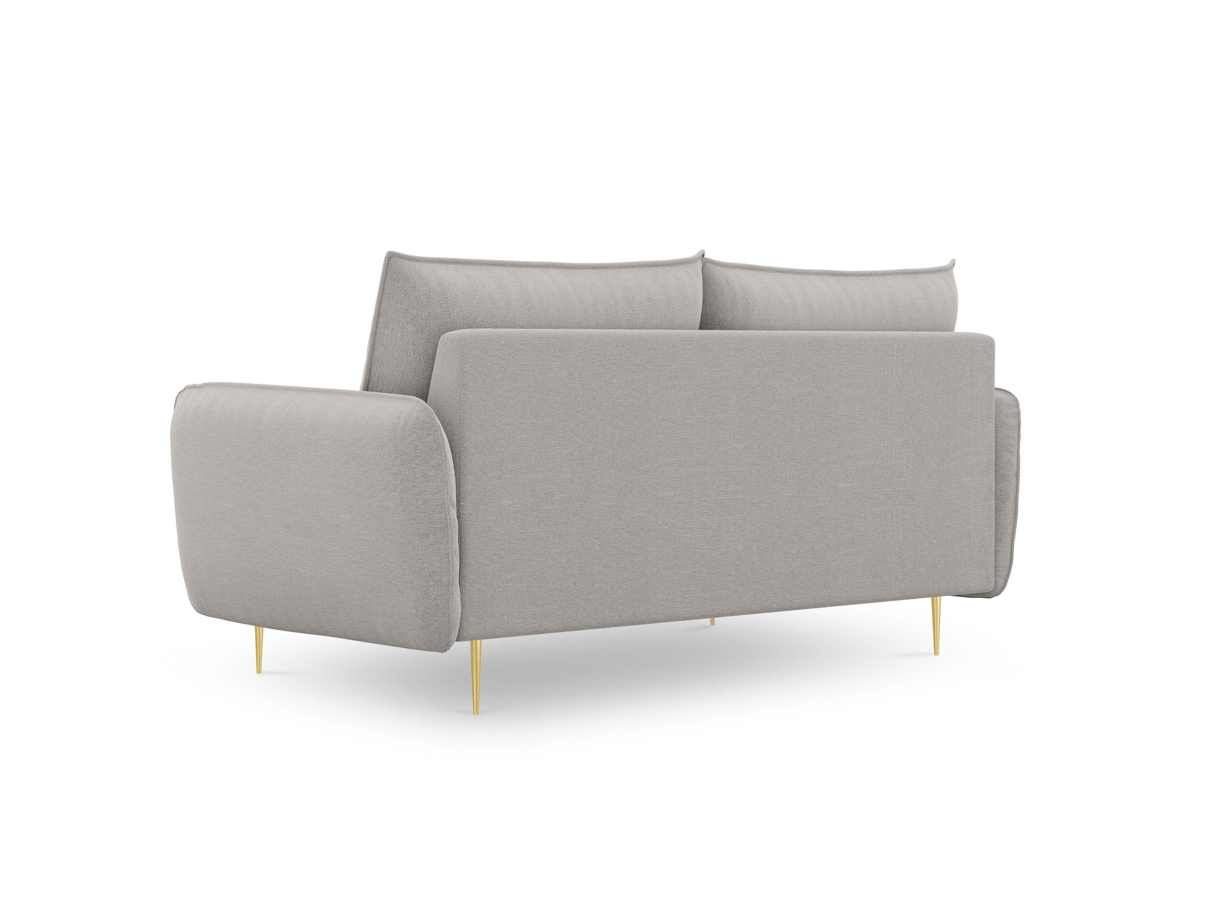 Sofa 2-osobowa VIENNA jasnoszary szenil ze złotą podstawą - Image 3