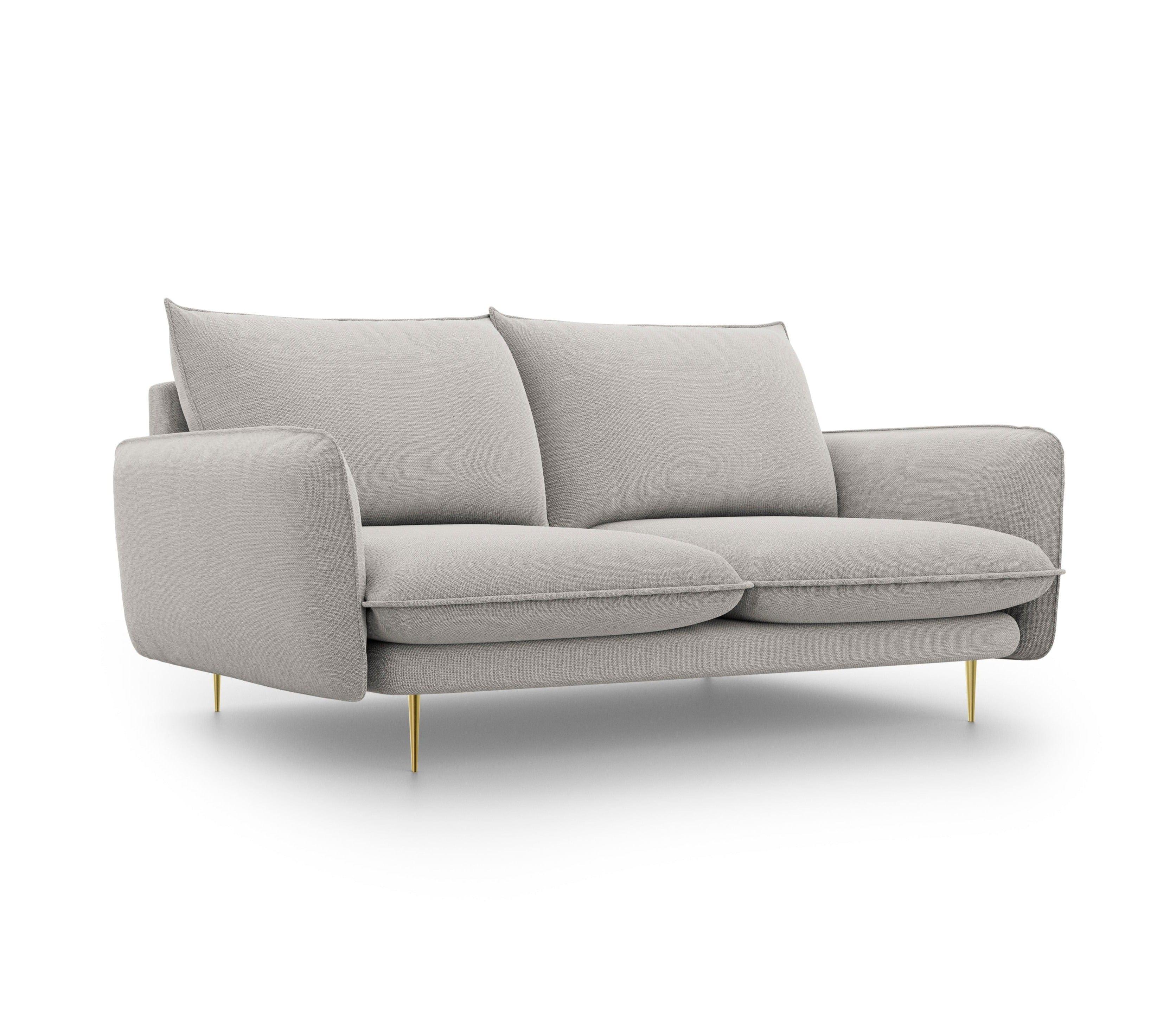 Sofa 2-osobowa VIENNA jasnoszary szenil ze złotą podstawą - Image 5