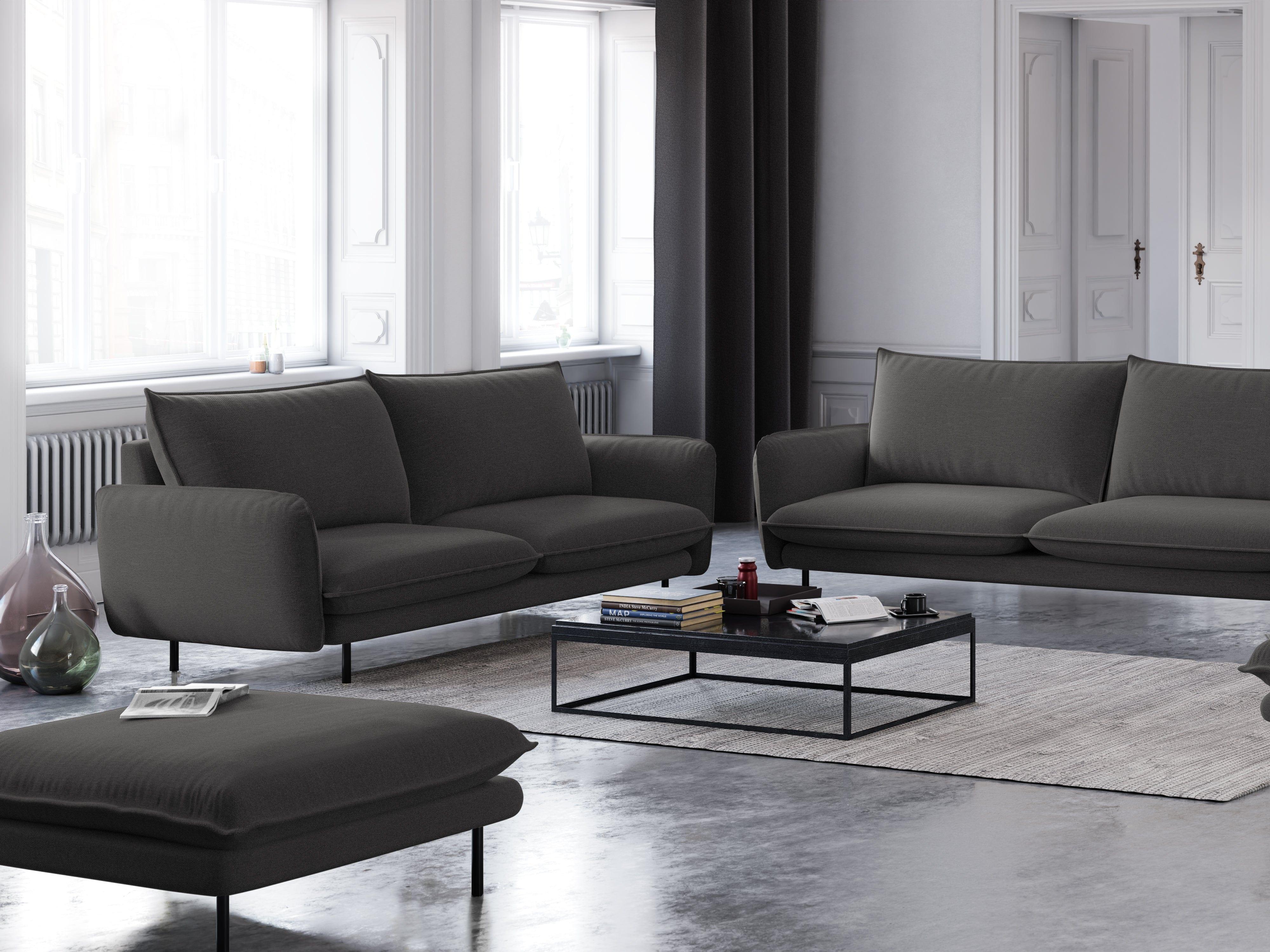 Sofa 2-osobowa VIENNA ciemnoszary szenil z czarną podstawą - Image 2