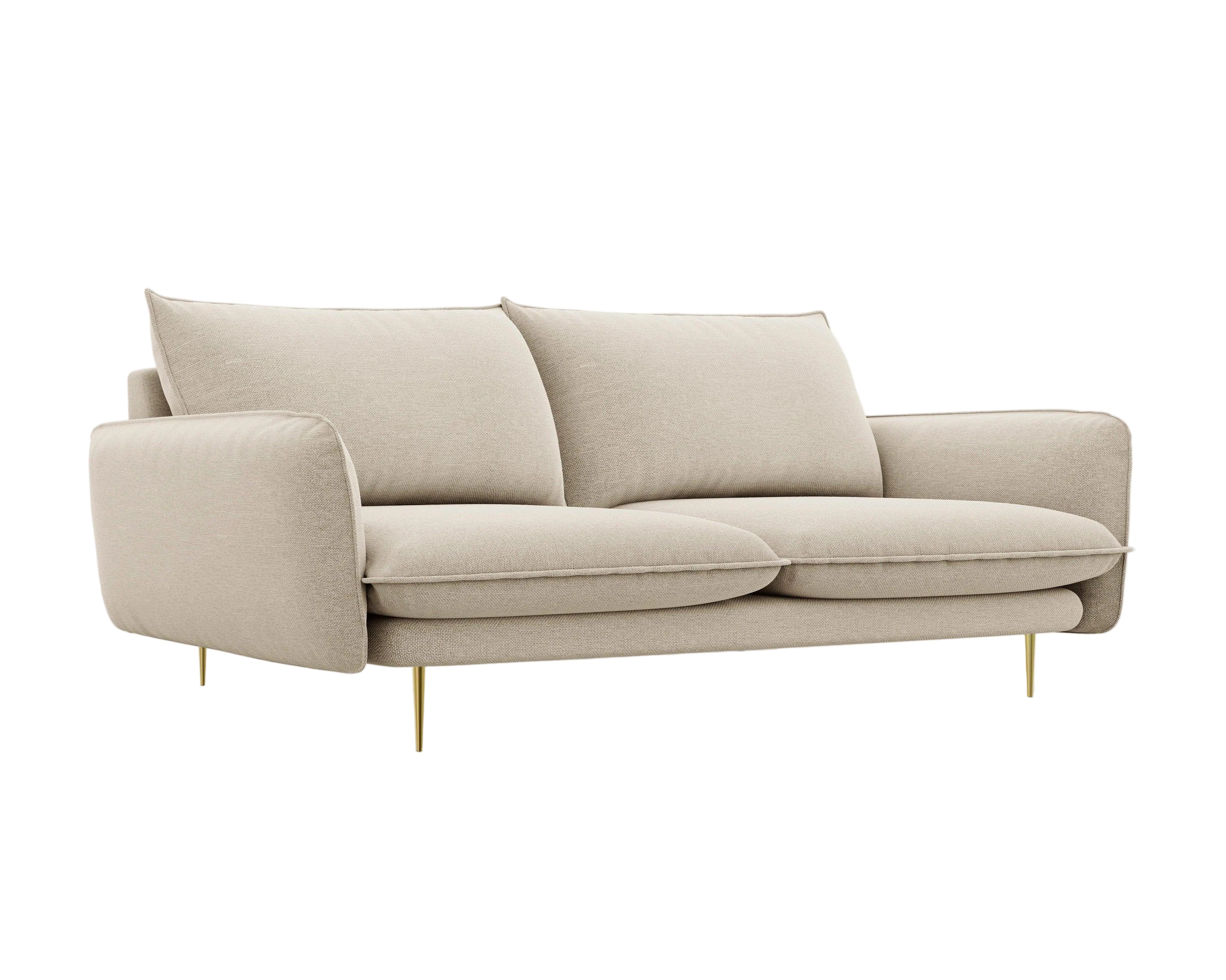 Sofa 3-osobowa VIENNA beżowy szenil ze złotą podstawą