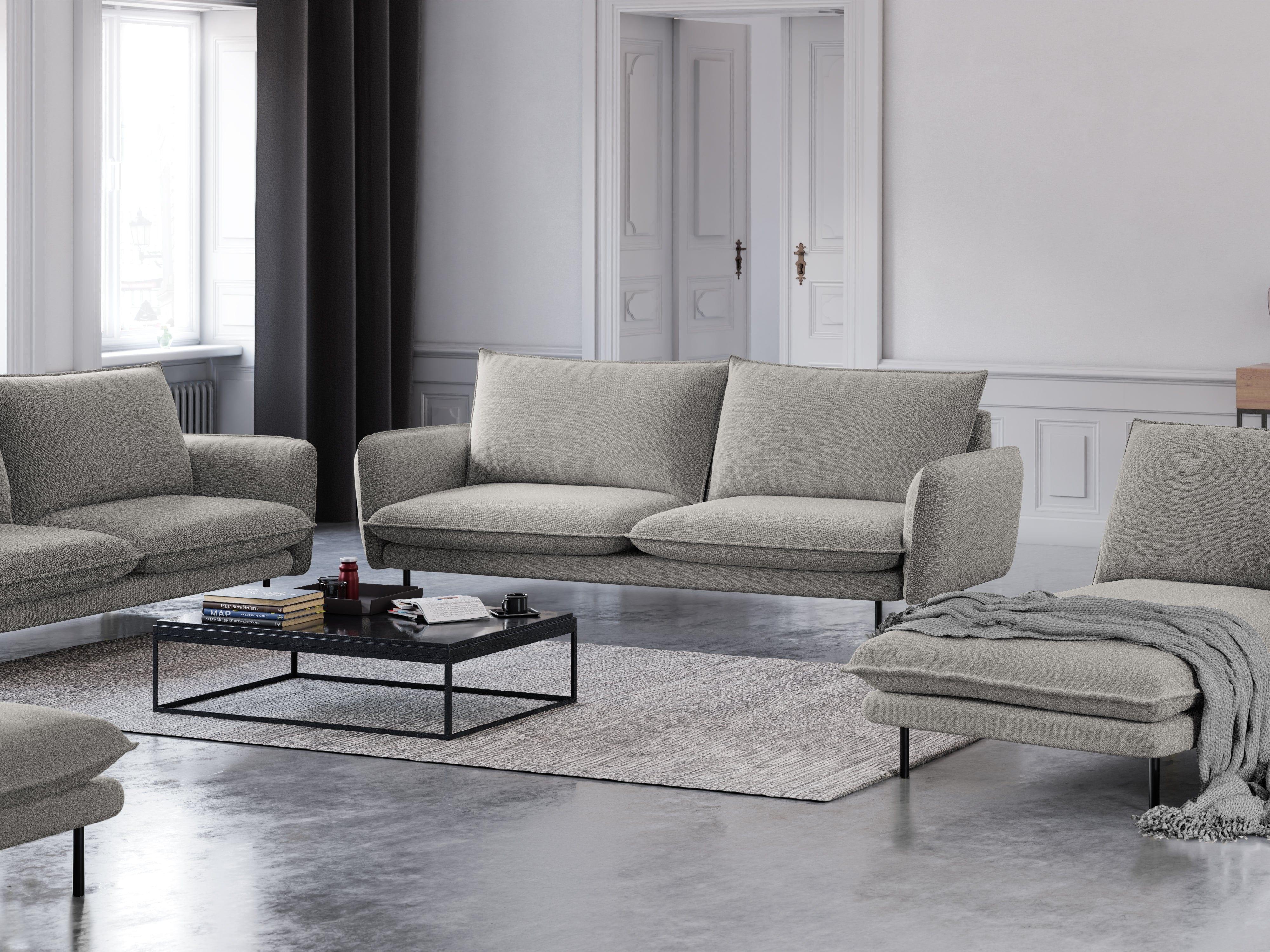 Sofa 3-osobowa VIENNA jasnoszary szenil z czarną podstawą - Image 6