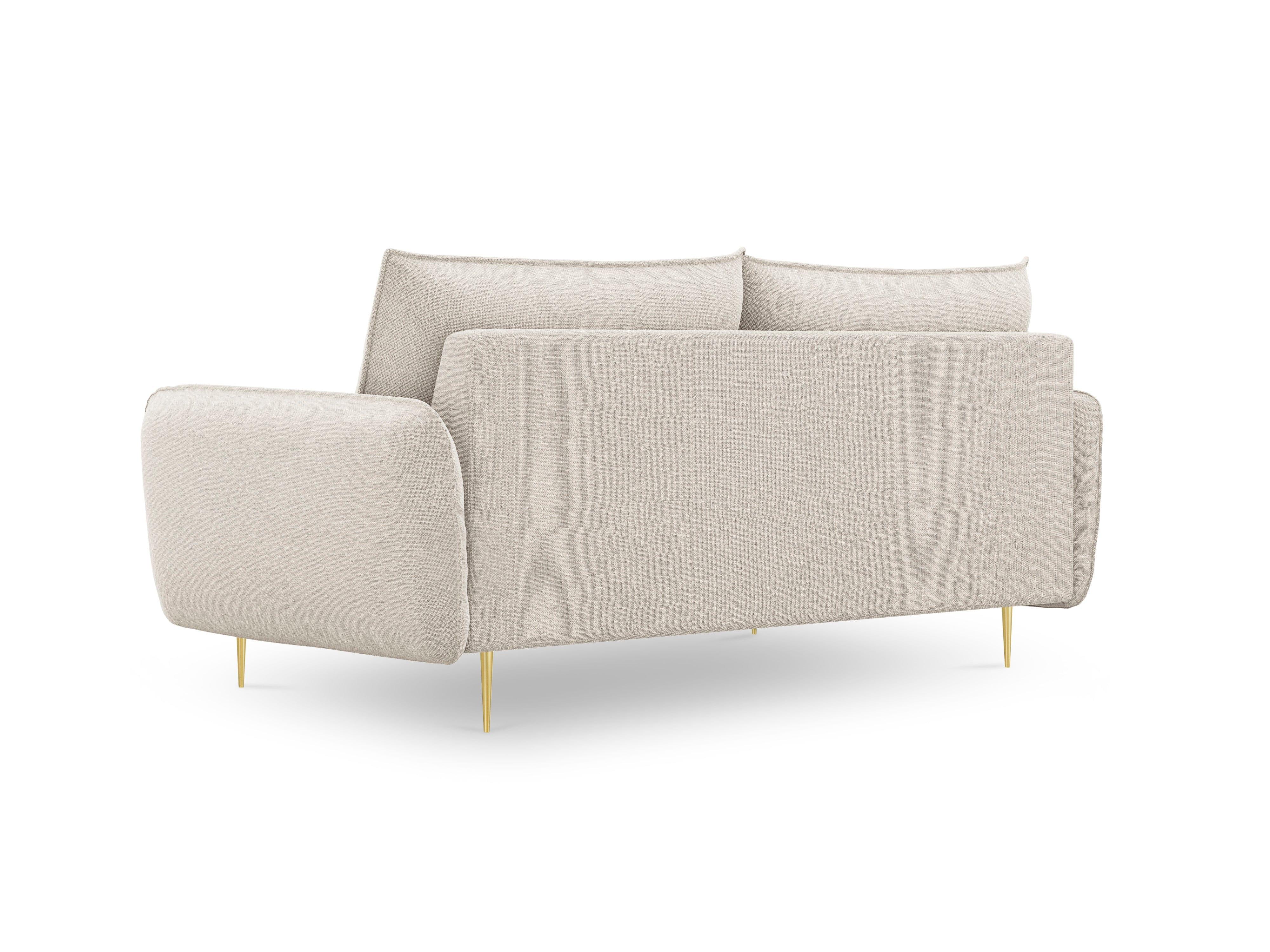 Sofa 3-osobowa VIENNA jasnobeżowy szenil ze złotą podstawą - Image 3