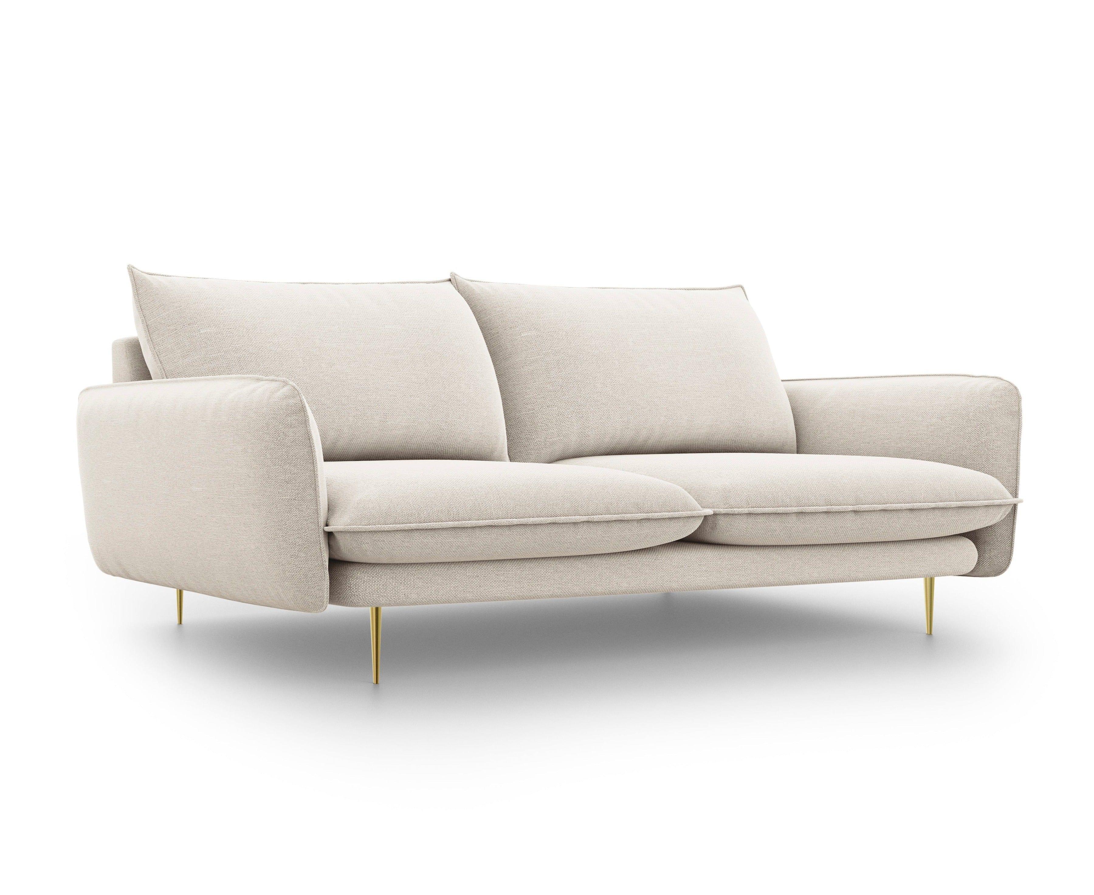 Sofa 3-osobowa VIENNA jasnobeżowy szenil ze złotą podstawą - Image 5