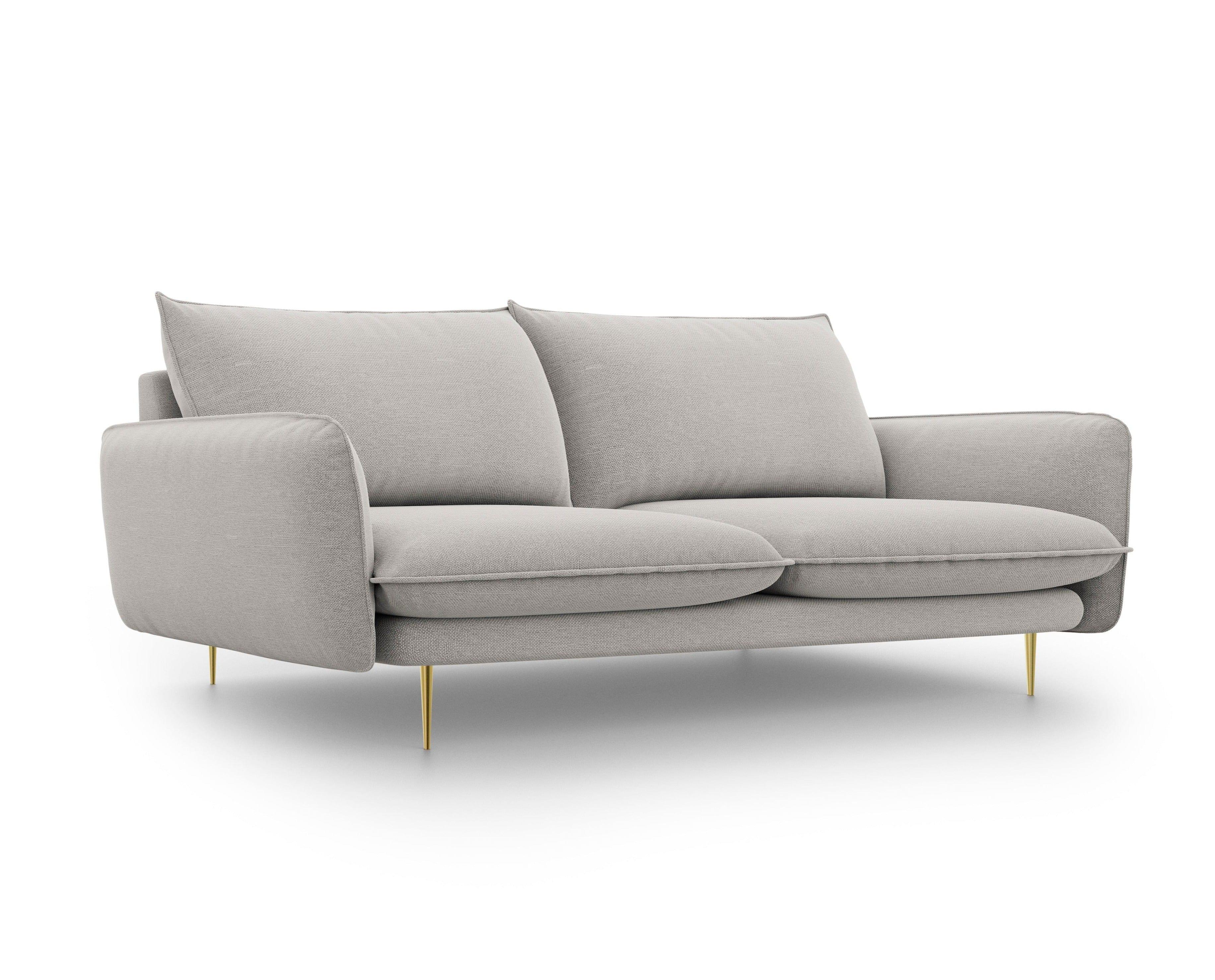 Sofa 3-osobowa VIENNA jasnoszary szenil ze złotą podstawą - Image 5