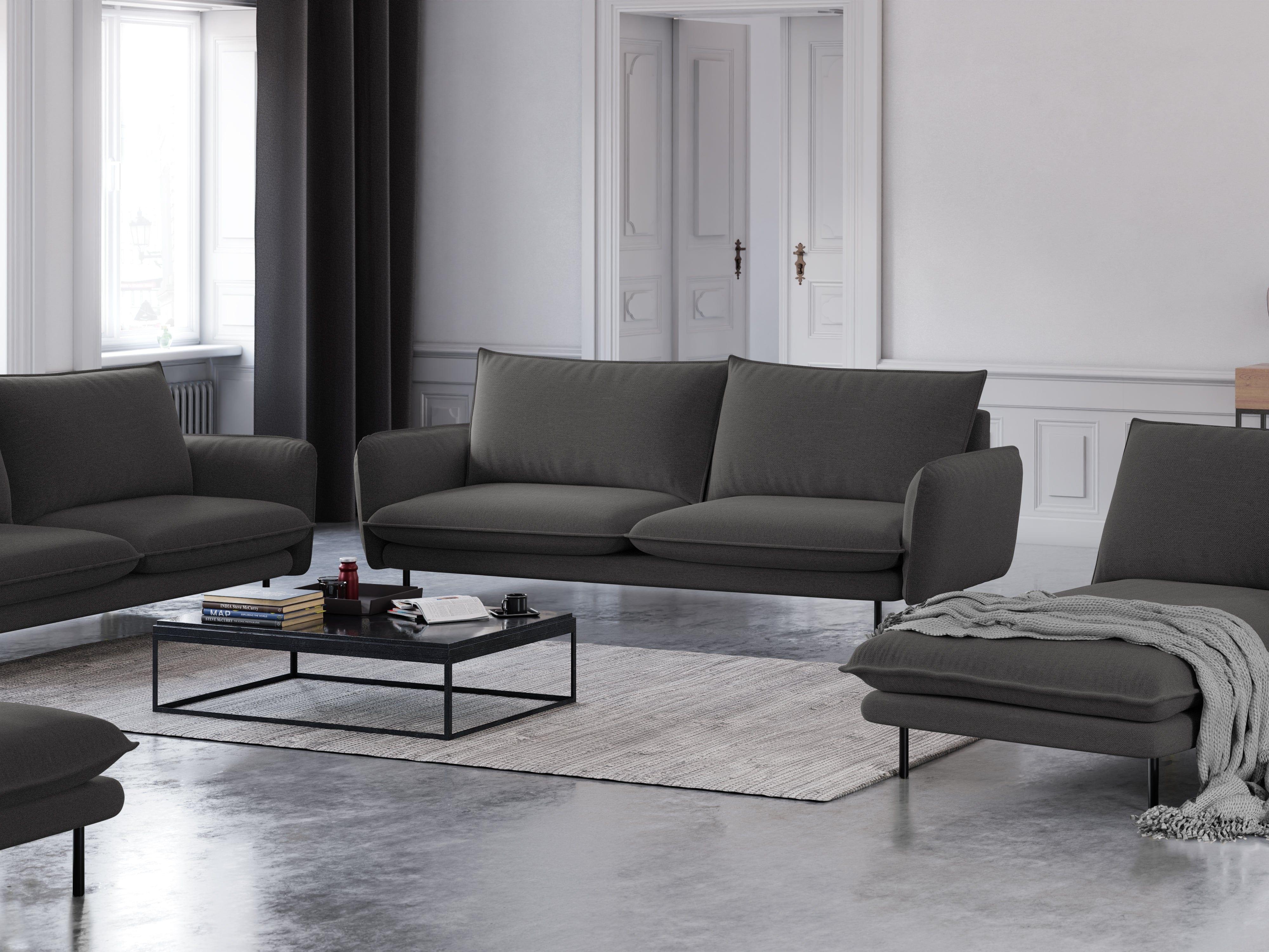 Sofa 3-osobowa VIENNA ciemnoszary szenil z czarną podstawą - Image 6