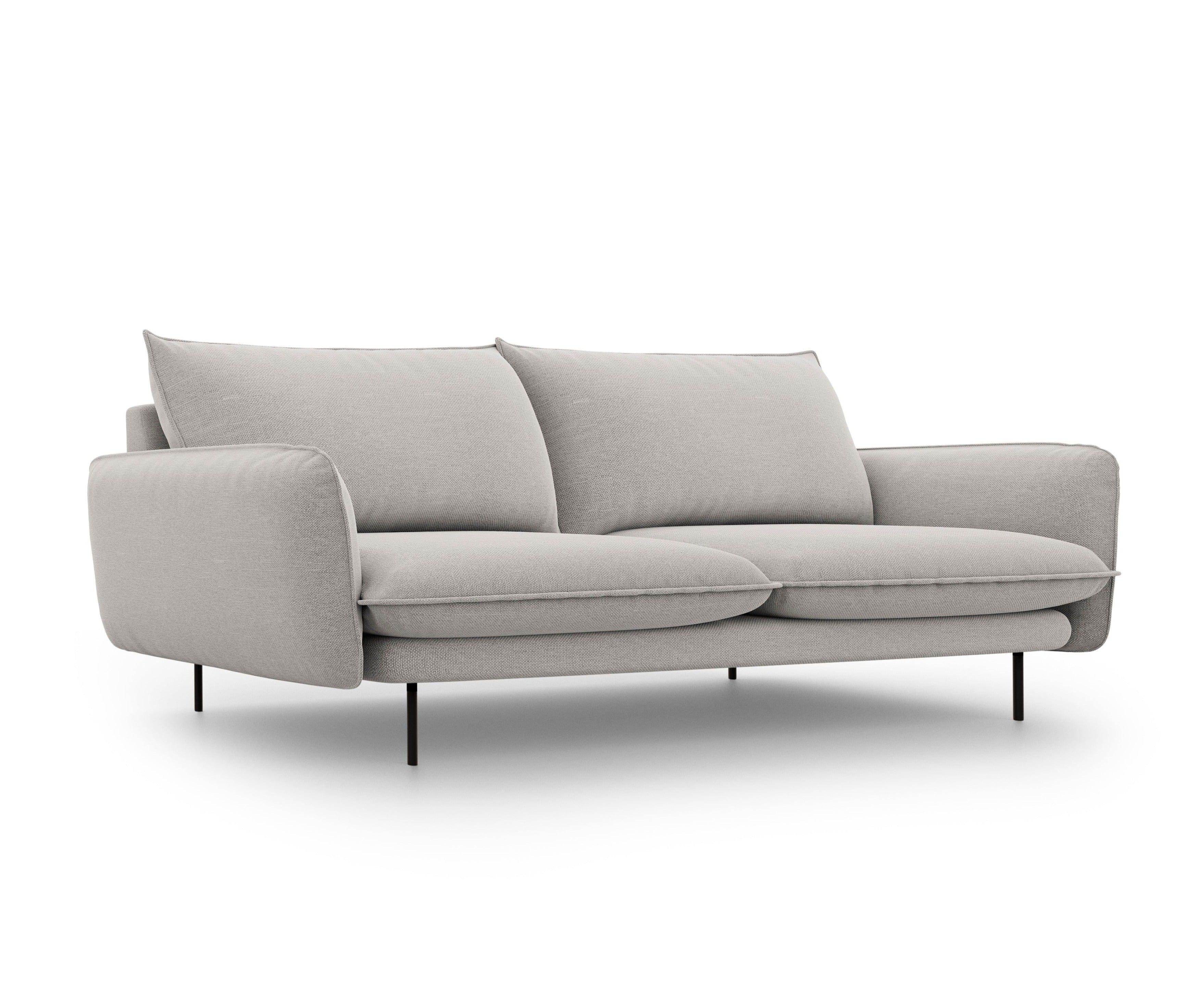 Sofa 4-osobowa VIENNA jasnoszary szenil z czarną podstawą
