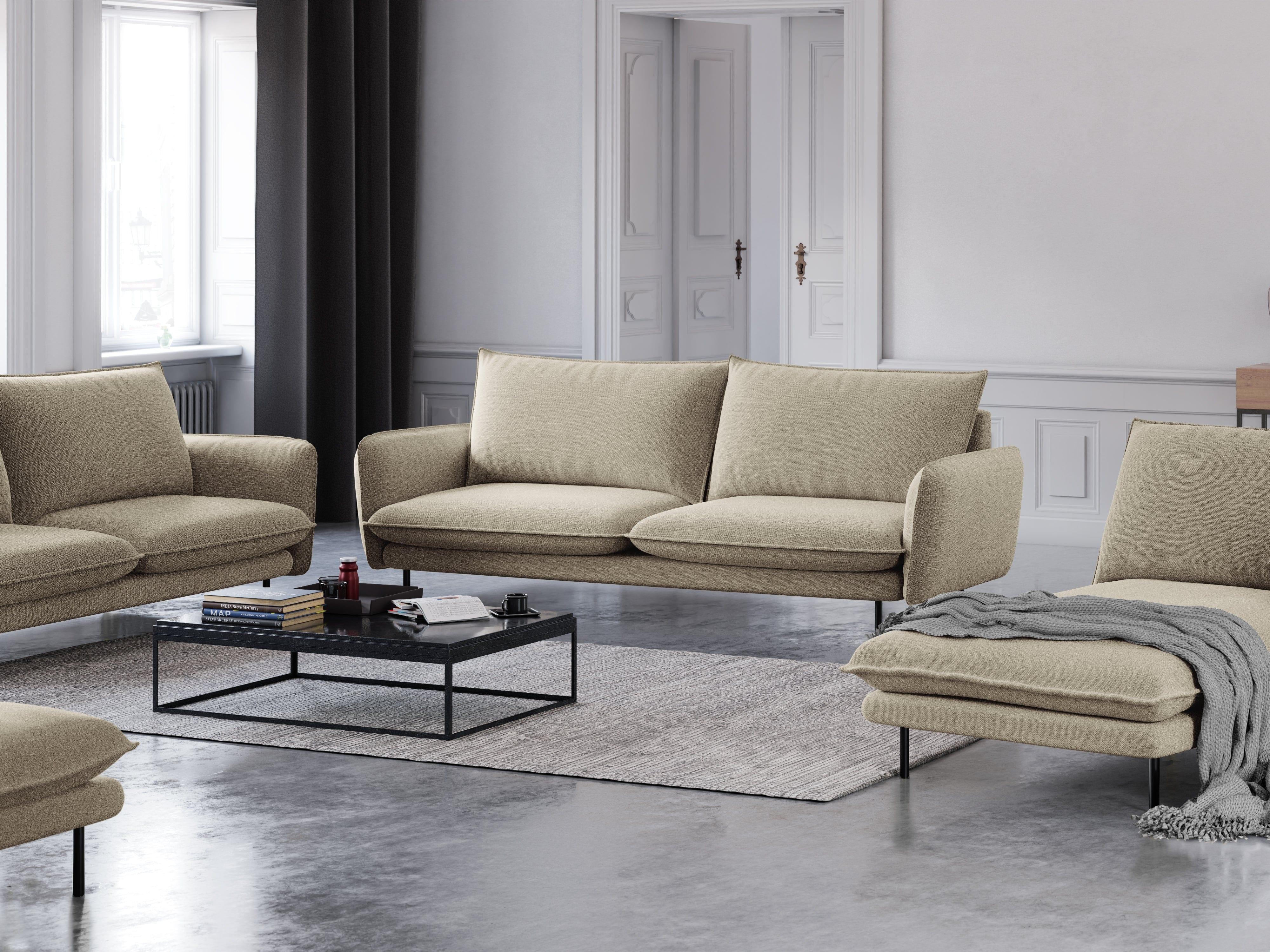 Sofa 4-osobowa VIENNA beżowy szenil z czarną podstawą - Image 2