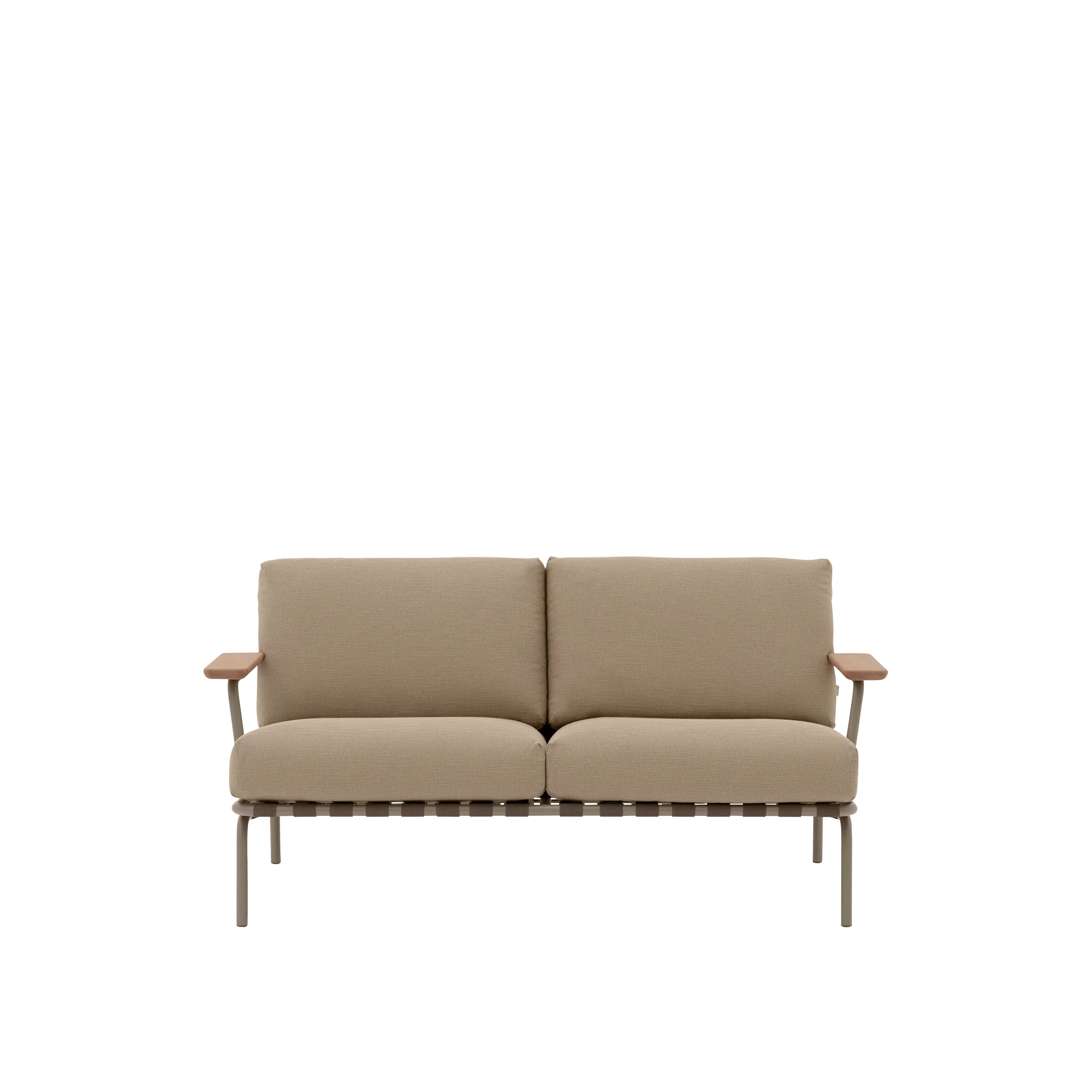 Sofa z podłokietnikami zewnętrzna 2-osobowa SETTLE brązowy z taupe podstawą - Image 3