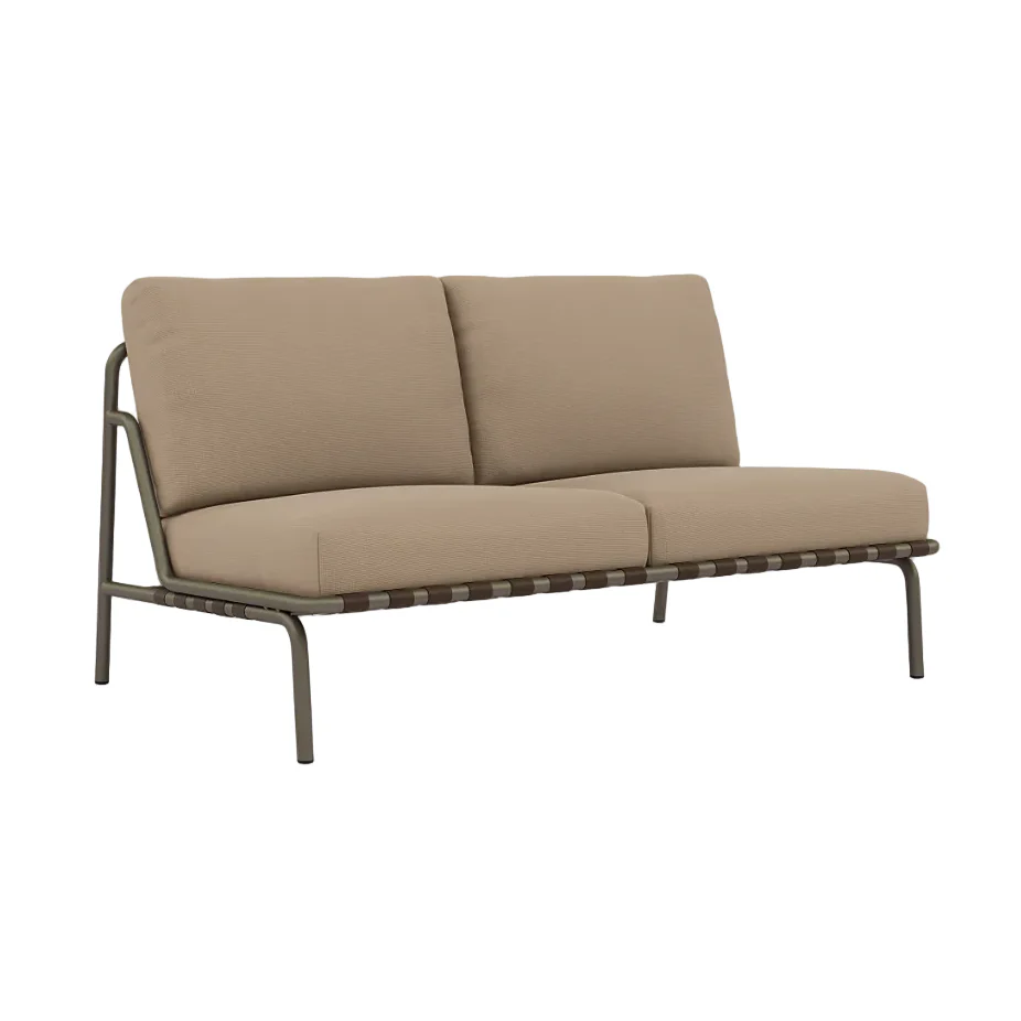 Sofa zewnętrzna 2-osobowa SETTLE brązowy z taupe podstawą
