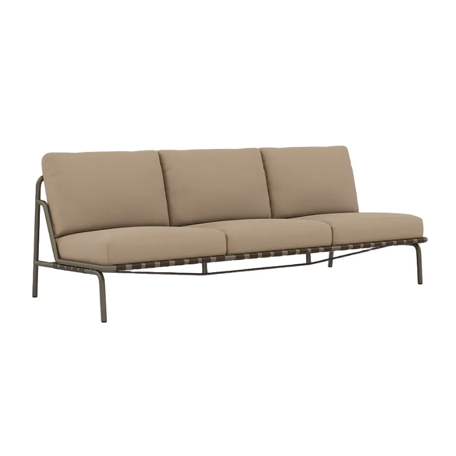Sofa zewnętrzna 3-osobowa SETTLE brązowy z taupe podstawą