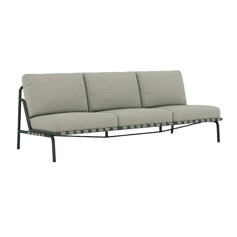 Sofa zewnętrzna 3-osobowa SETTLE szary z zieloną podstawą