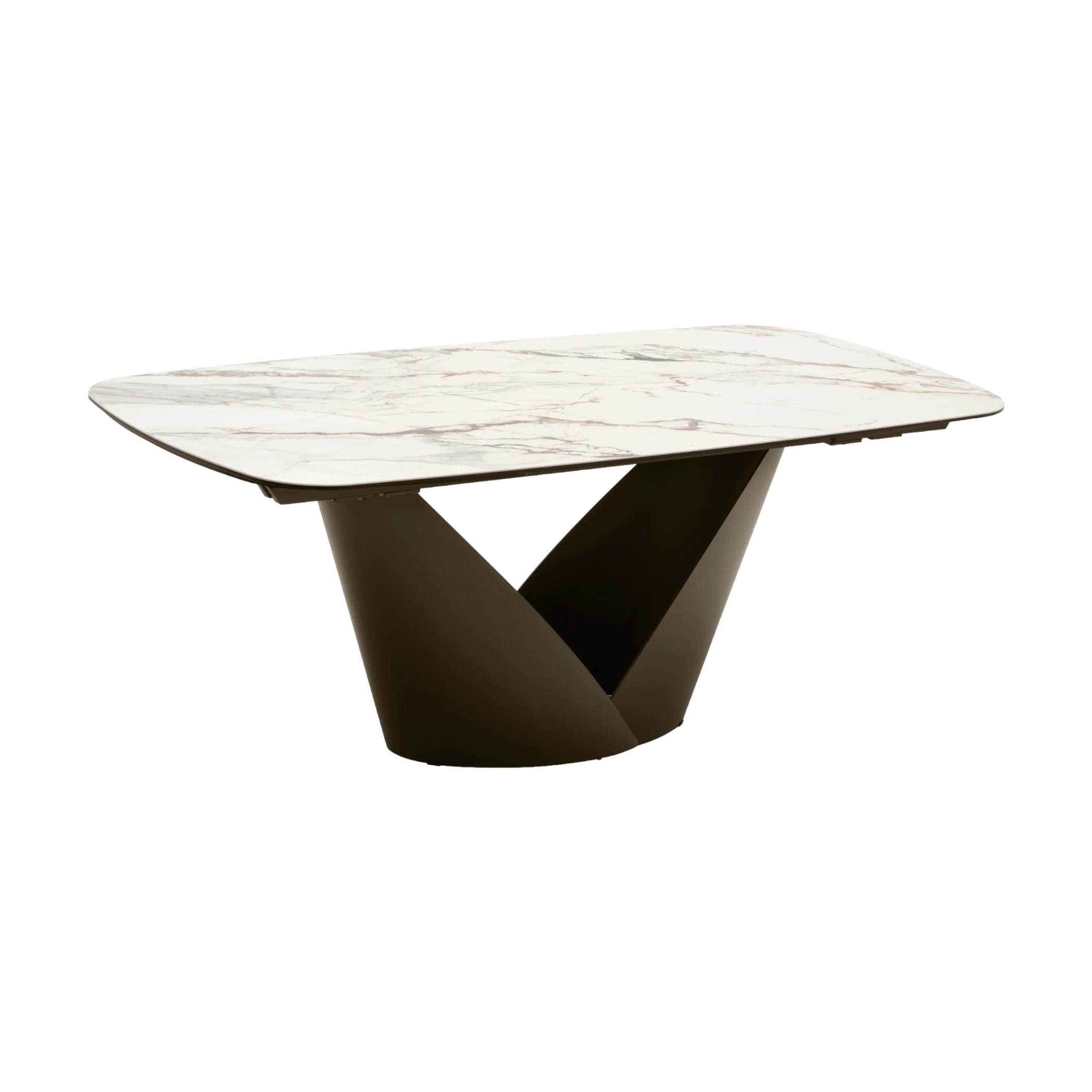 Stół rozkładany CALLA biały ceramiczny blat z brązową podstawą