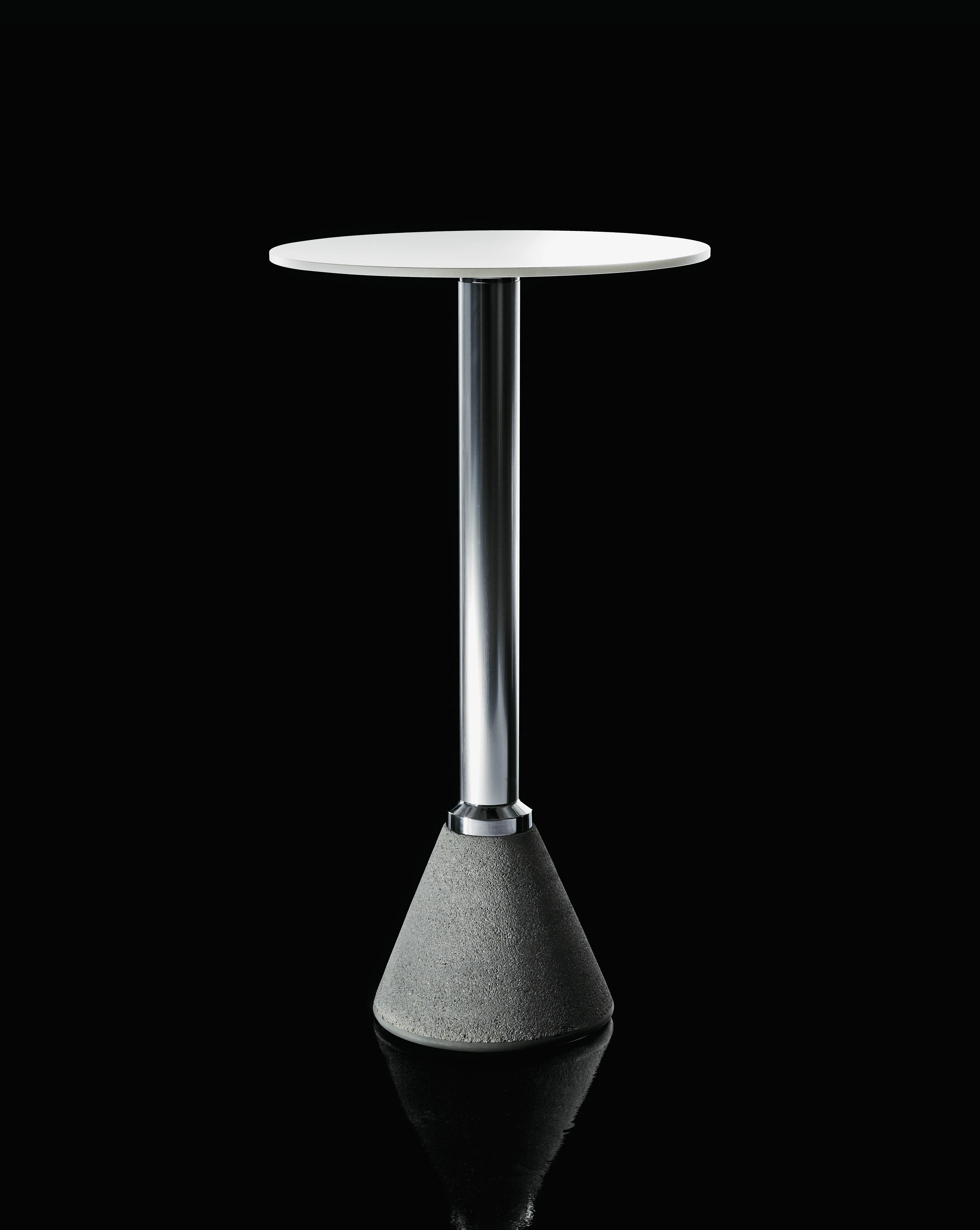 Stół okrągły zewnętrzny TABLE_ONE BISTROT biały z jasną betonową podstawą - Image 2