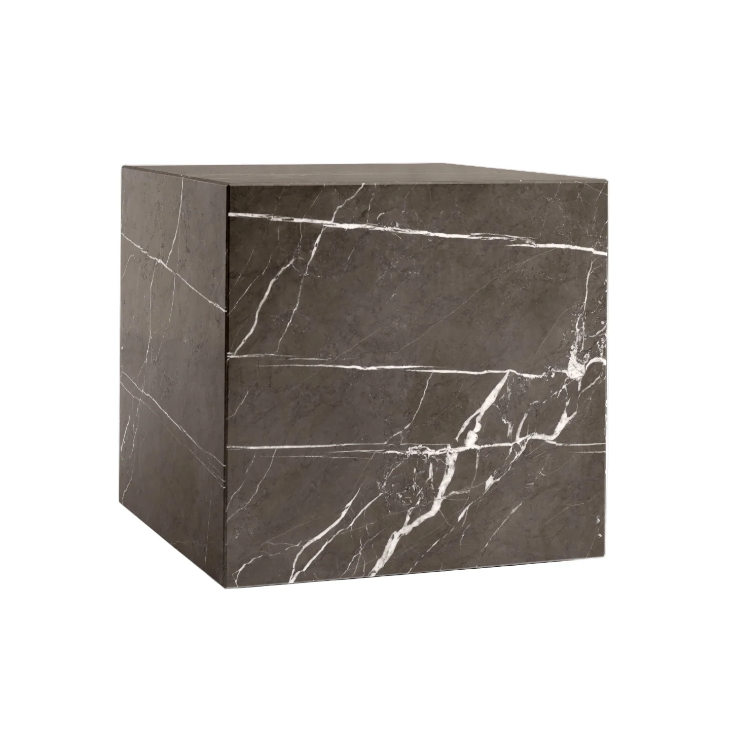 Stolik boczny PLINTH CUBIC brązowy marmur