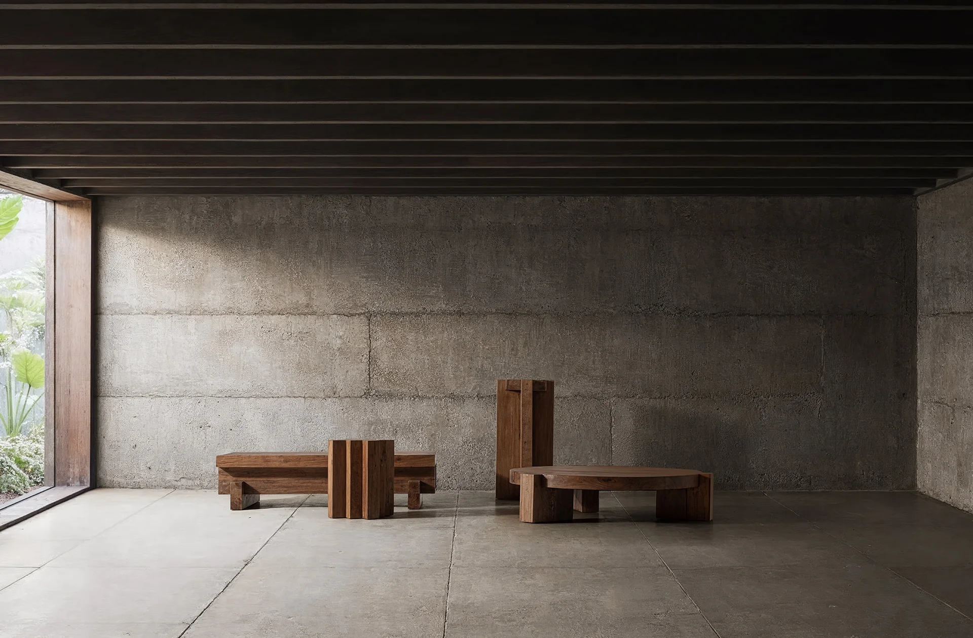 Stolik kawowy BRUTALIST drewno z recyklingu - Image 6