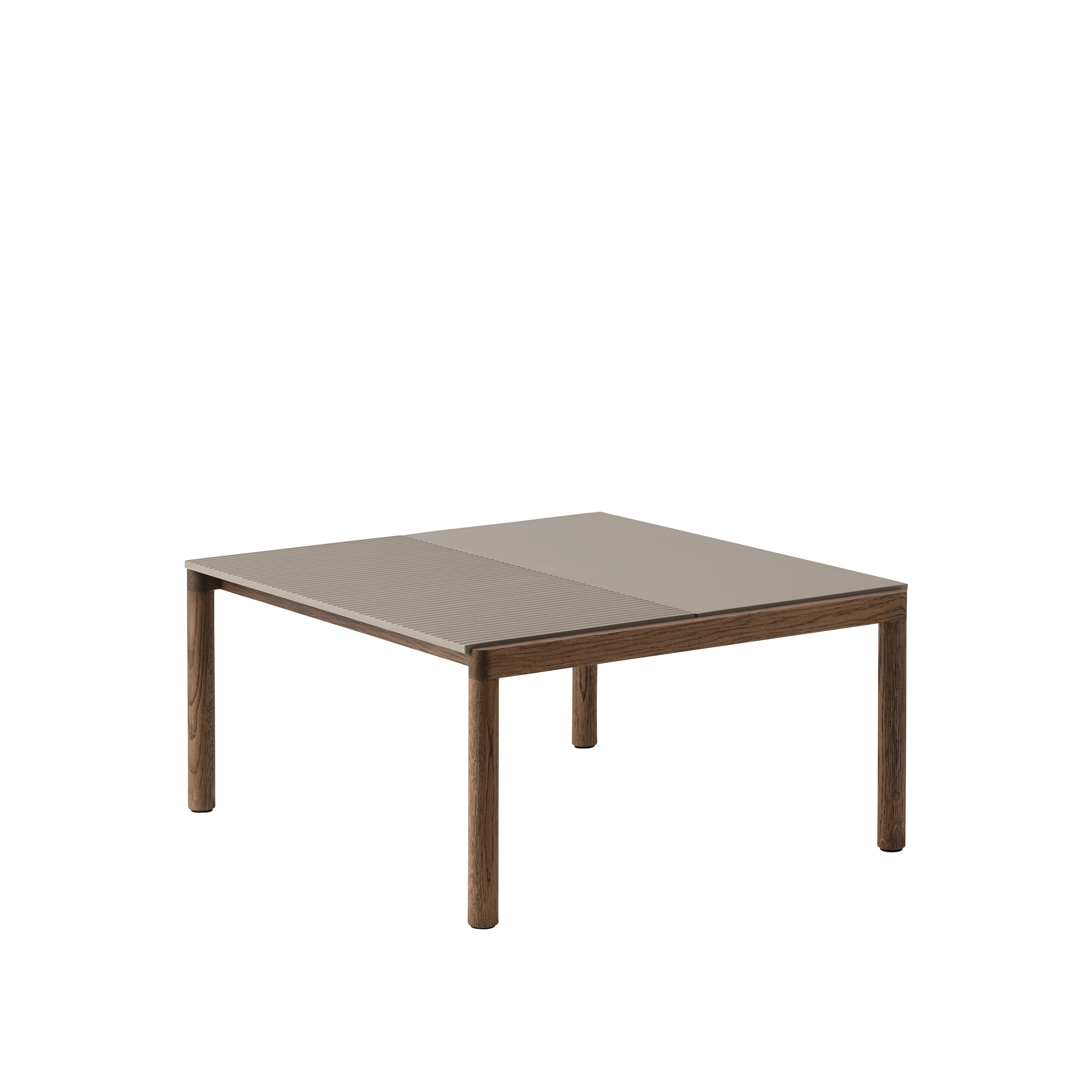 Stolik kawowy COUPLE taupe z ciemną dębową podstawą - Image 6
