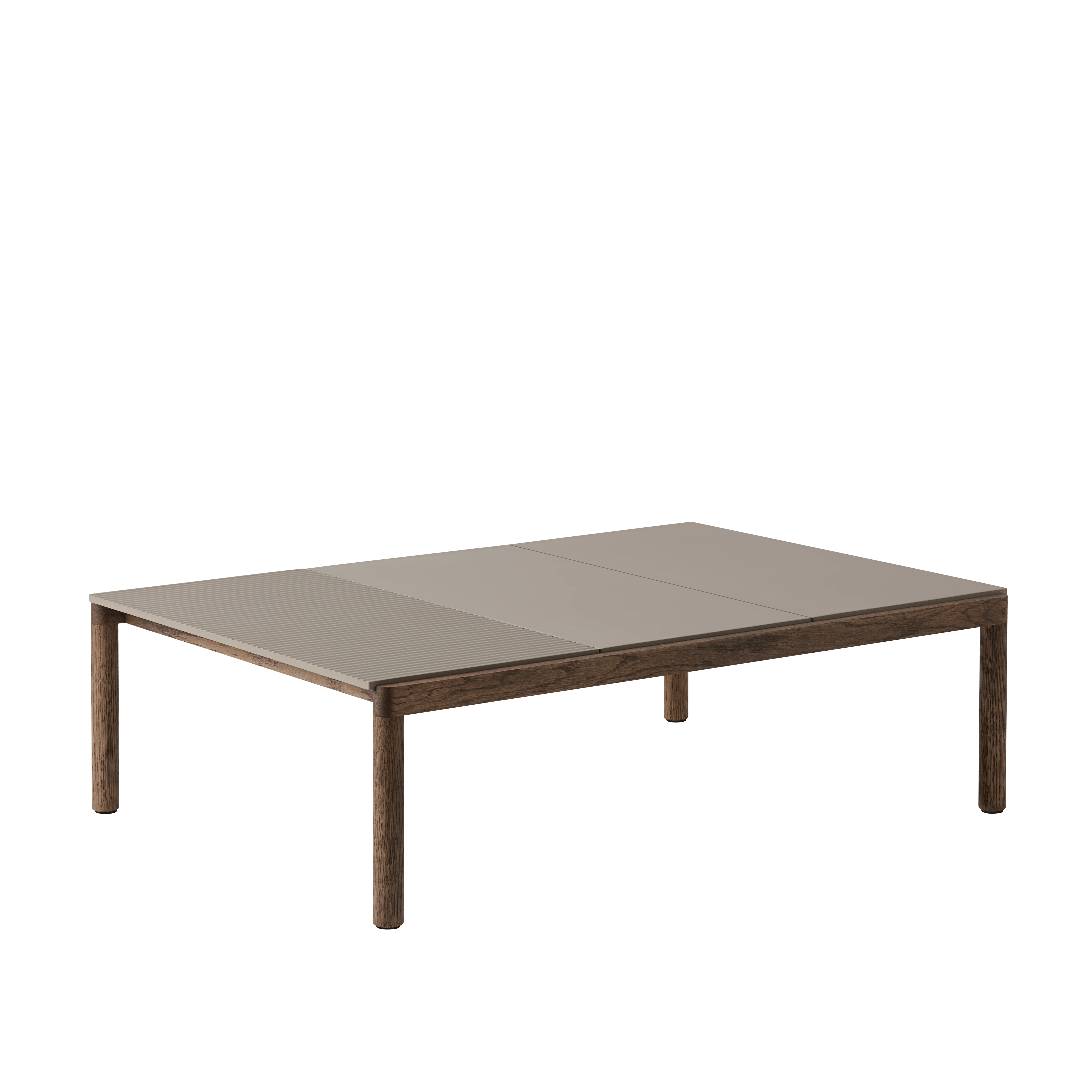 Stolik kawowy COUPLE taupe z ciemną dębową podstawą - Image 8