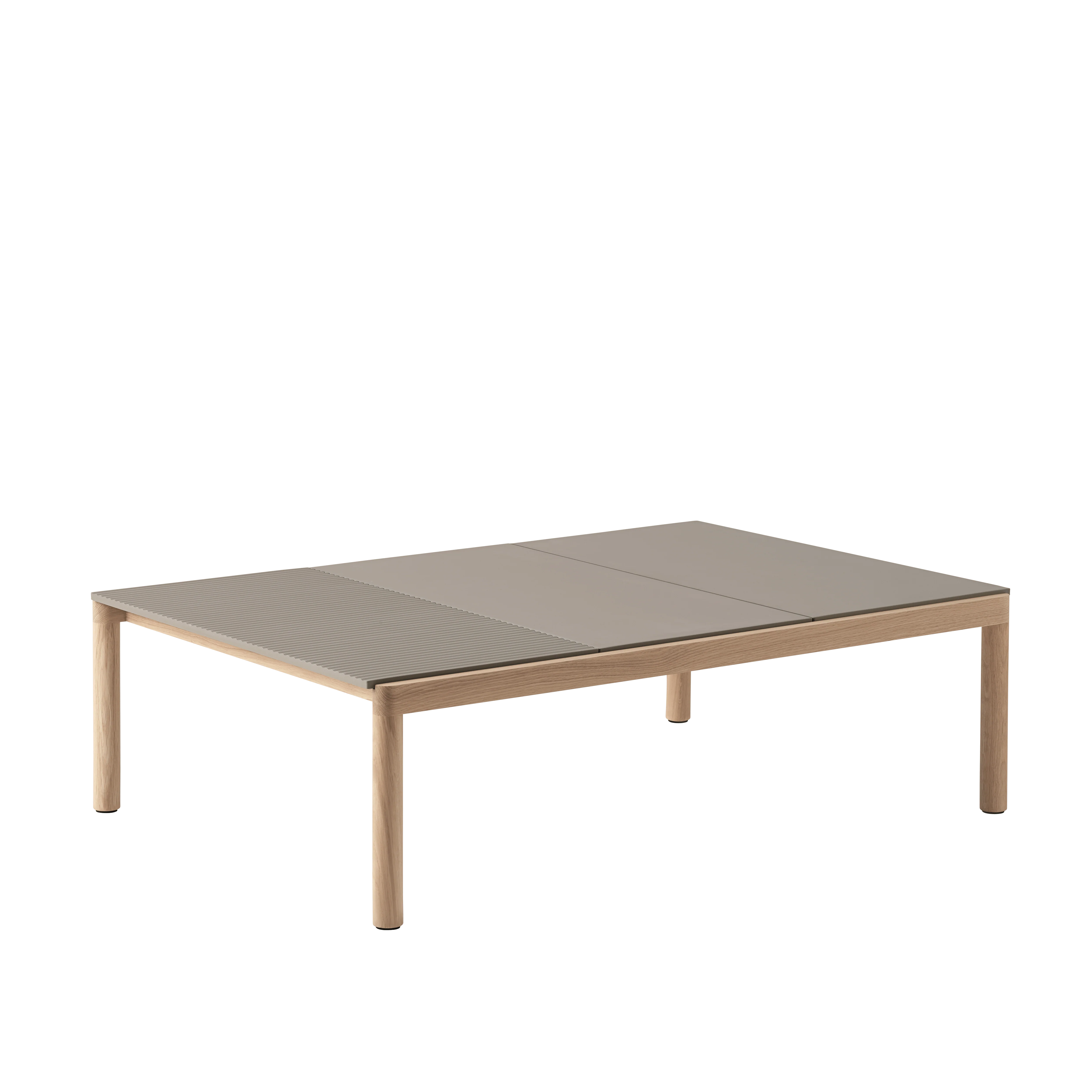 Stolik kawowy COUPLE taupe z dębową podstawą - Image 7