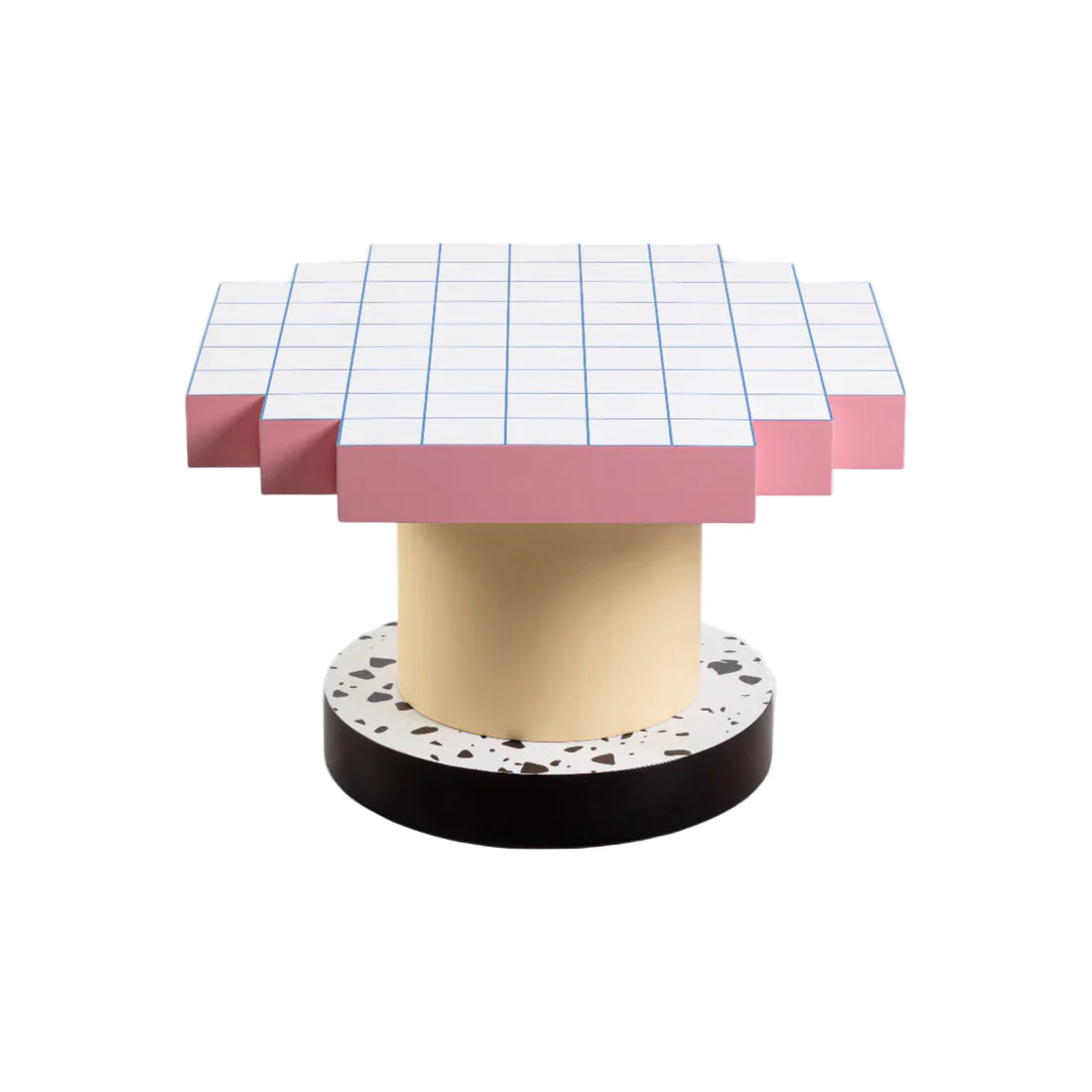 Stolik kawowy SUPERCOFFEE BLUE GRID różowy z żółtym - Image 3