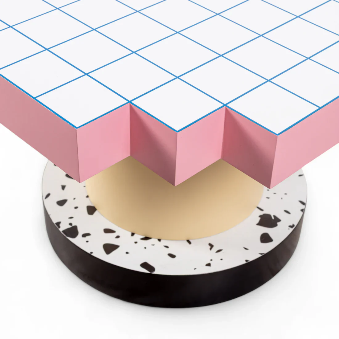 Stolik kawowy SUPERCOFFEE BLUE GRID różowy z żółtym - Image 4