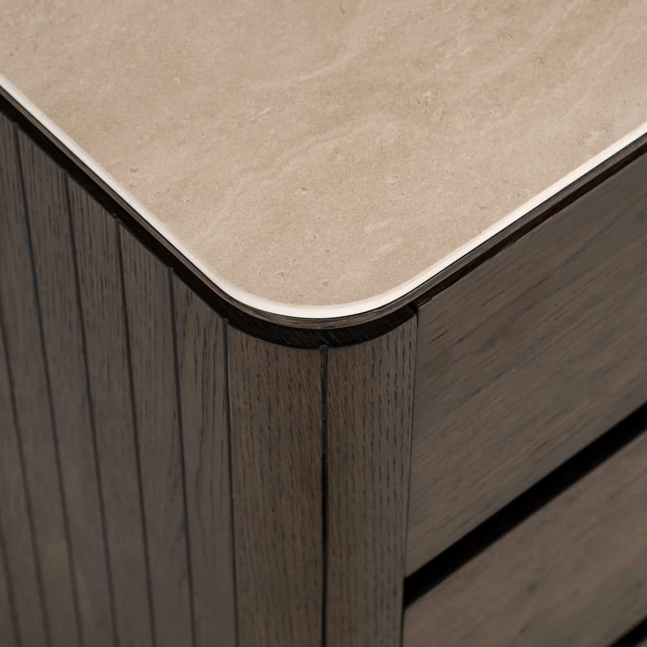 Szafka nocna RITZ brązowy fornir z beżowym ceramicznym blatem - Image 5