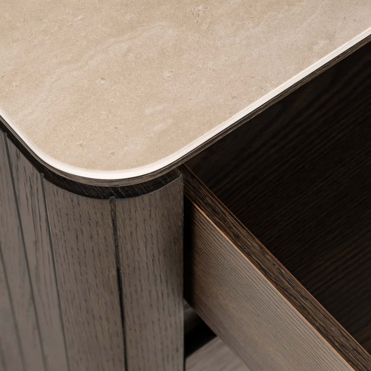 Szafka nocna RITZ brązowy fornir z beżowym ceramicznym blatem - Image 6
