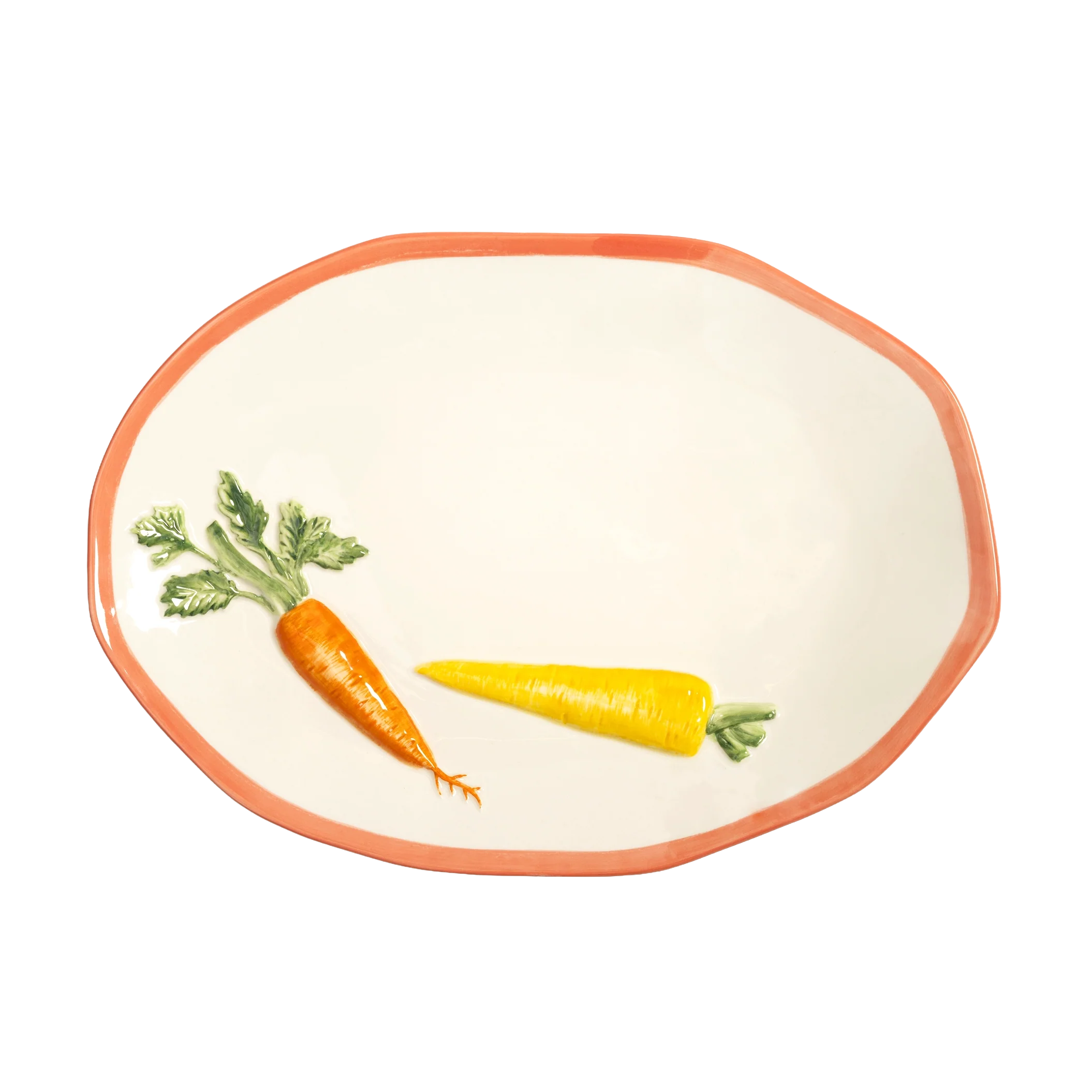Talerz do serwowania CAROTA biały z pomarańczowym i zielonym