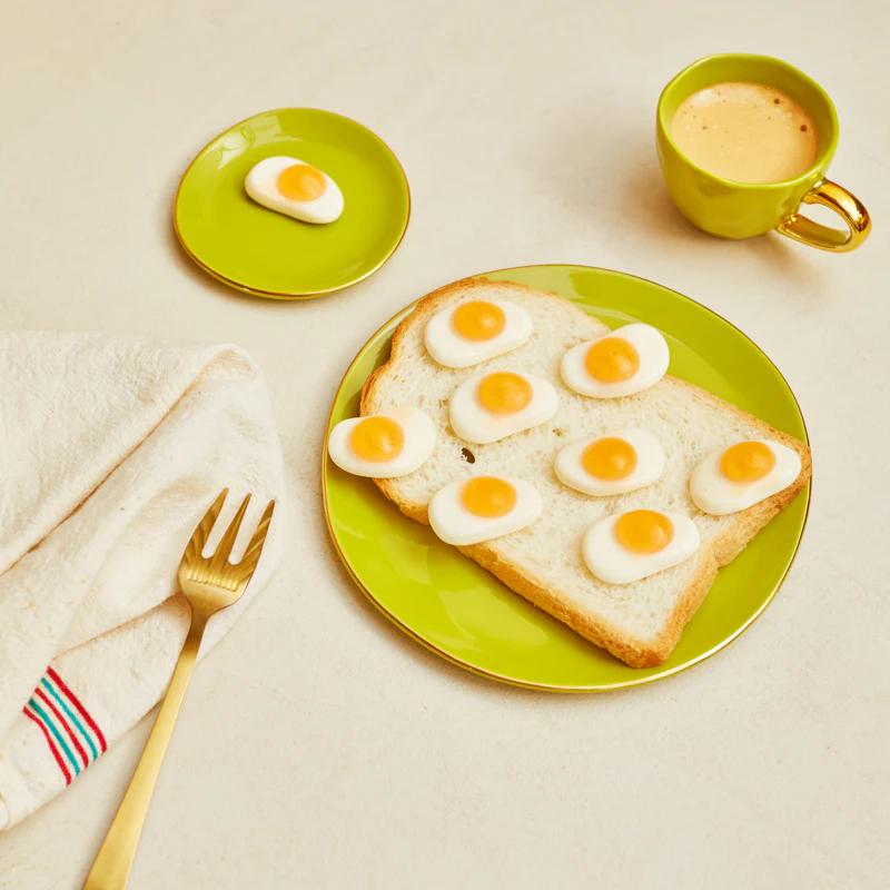 Talerz GOOD MORNING zielony ze złotym wykończeniem - Image 4