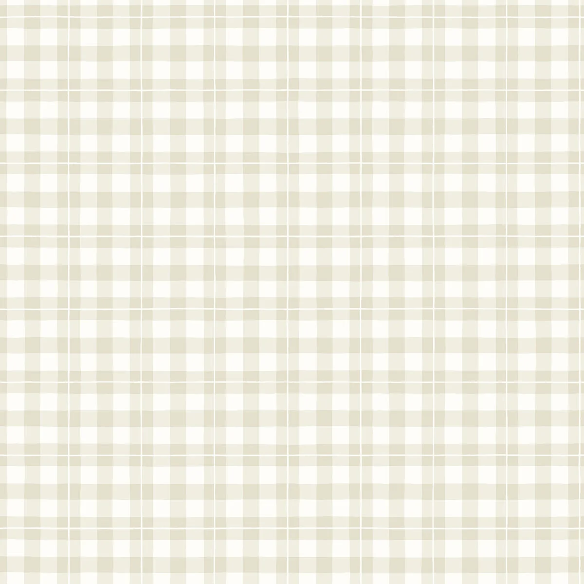 Tapeta z geometrycznym wzorem w kratkę FRIDA beżowy z białym