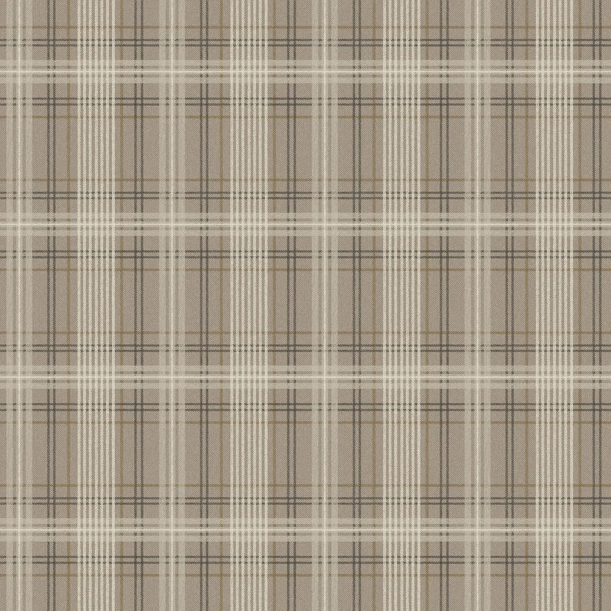 Tapeta z geometrycznym wzorem w szkocką kratkę TAILOR’S TWEED brązowy z beżowym